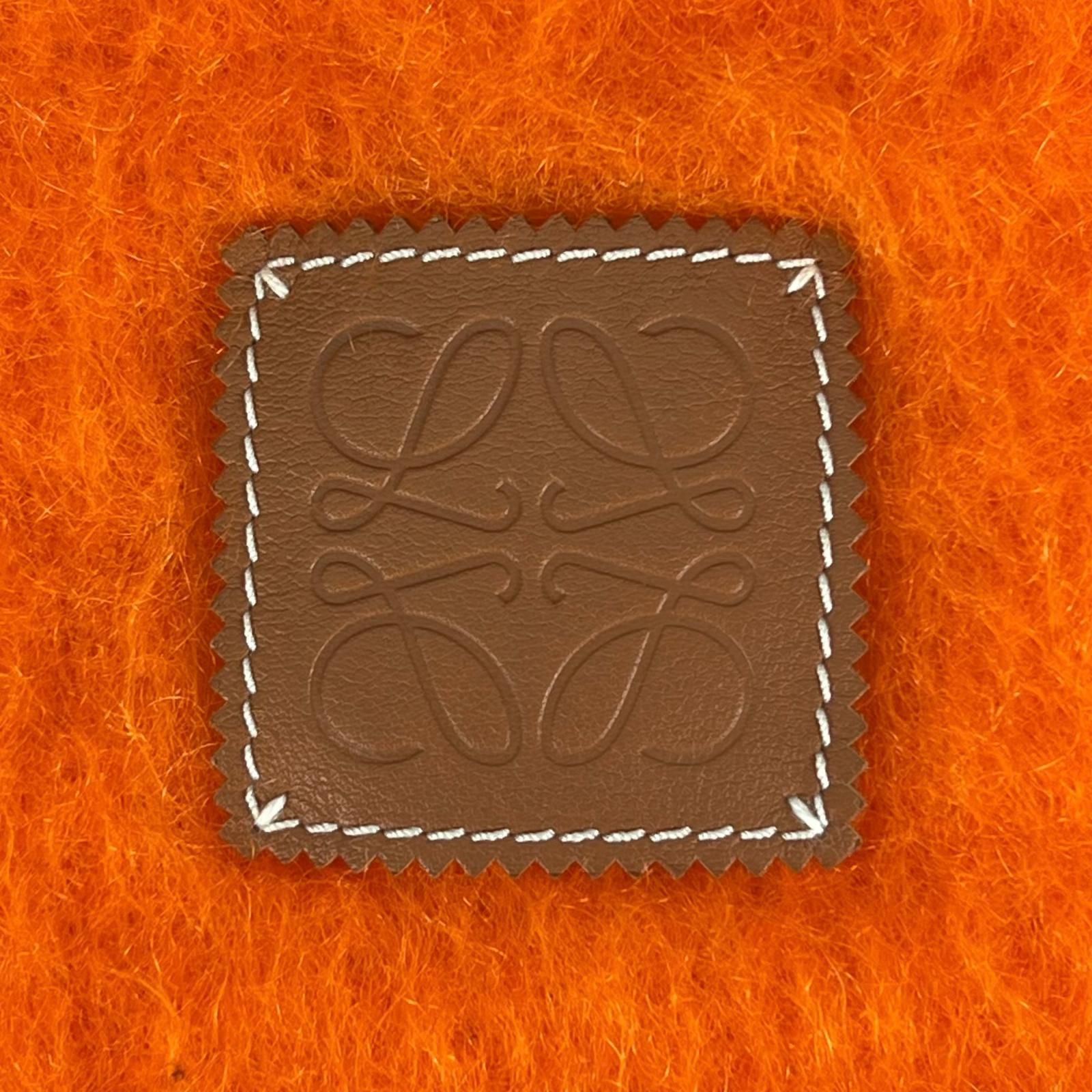 極美品△LOEWE ロエベ モヘア ウール アナグラムレザーパッチ フリンジ