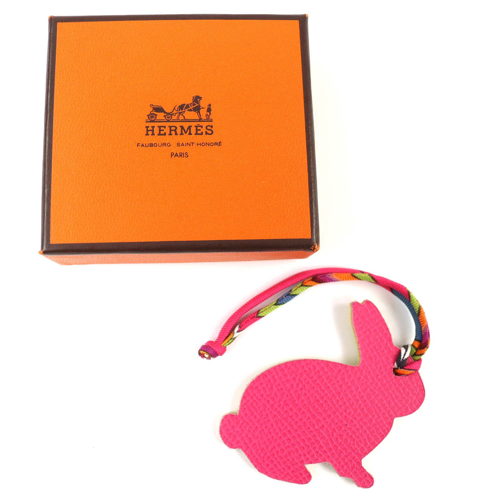 未使用品△HERMES エルメス プティ アッシュ レザー ウサギ ラビット