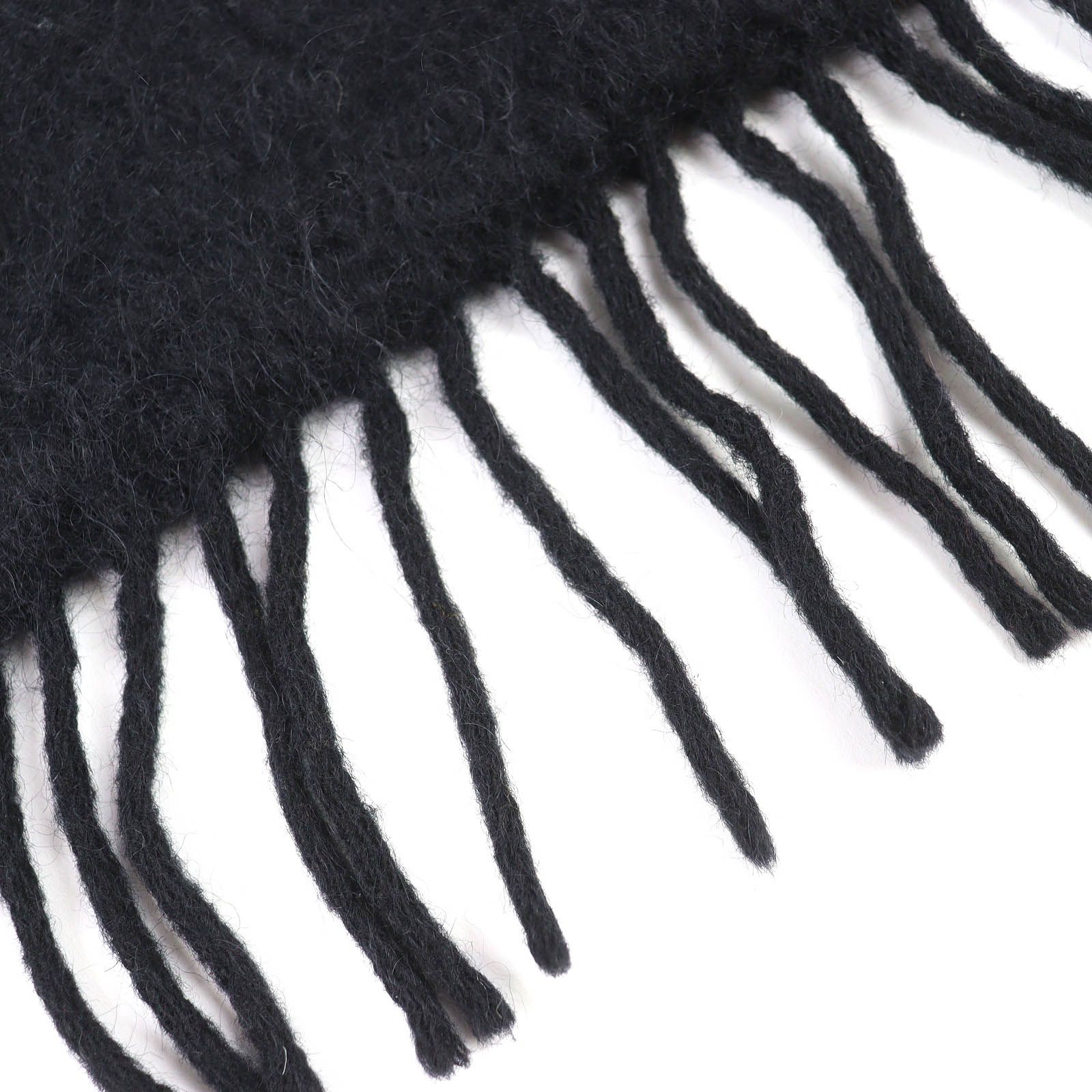 美品△LOEWE ロエベ モヘア ウール アナグラムロゴパッチ フリンジ