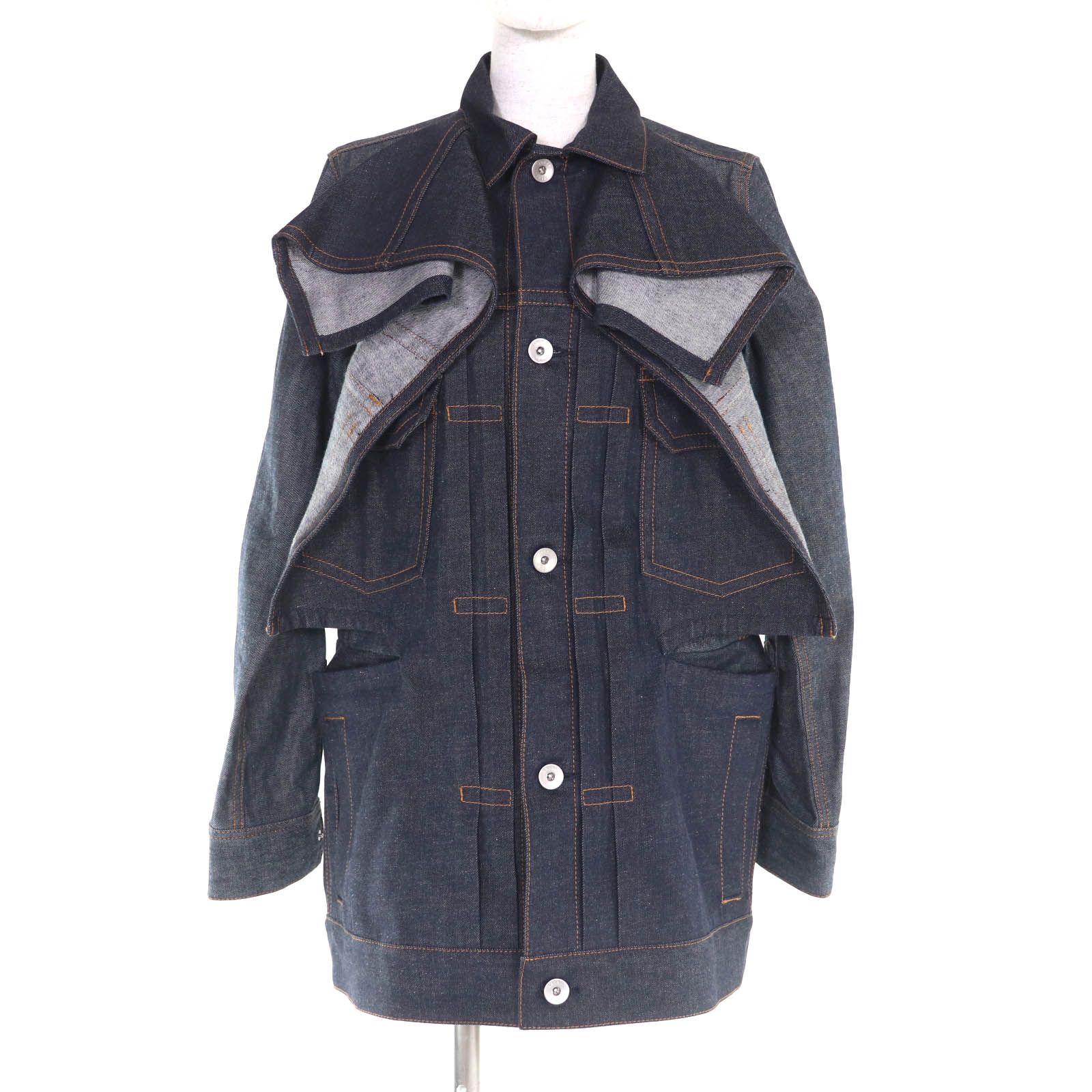 sacai前身頃コットン後オーガンジーボタン付き5分袖サイズ1 sacai前身頃コットン後オーガンジーボタン付き5分袖サイズ1 sacai前身