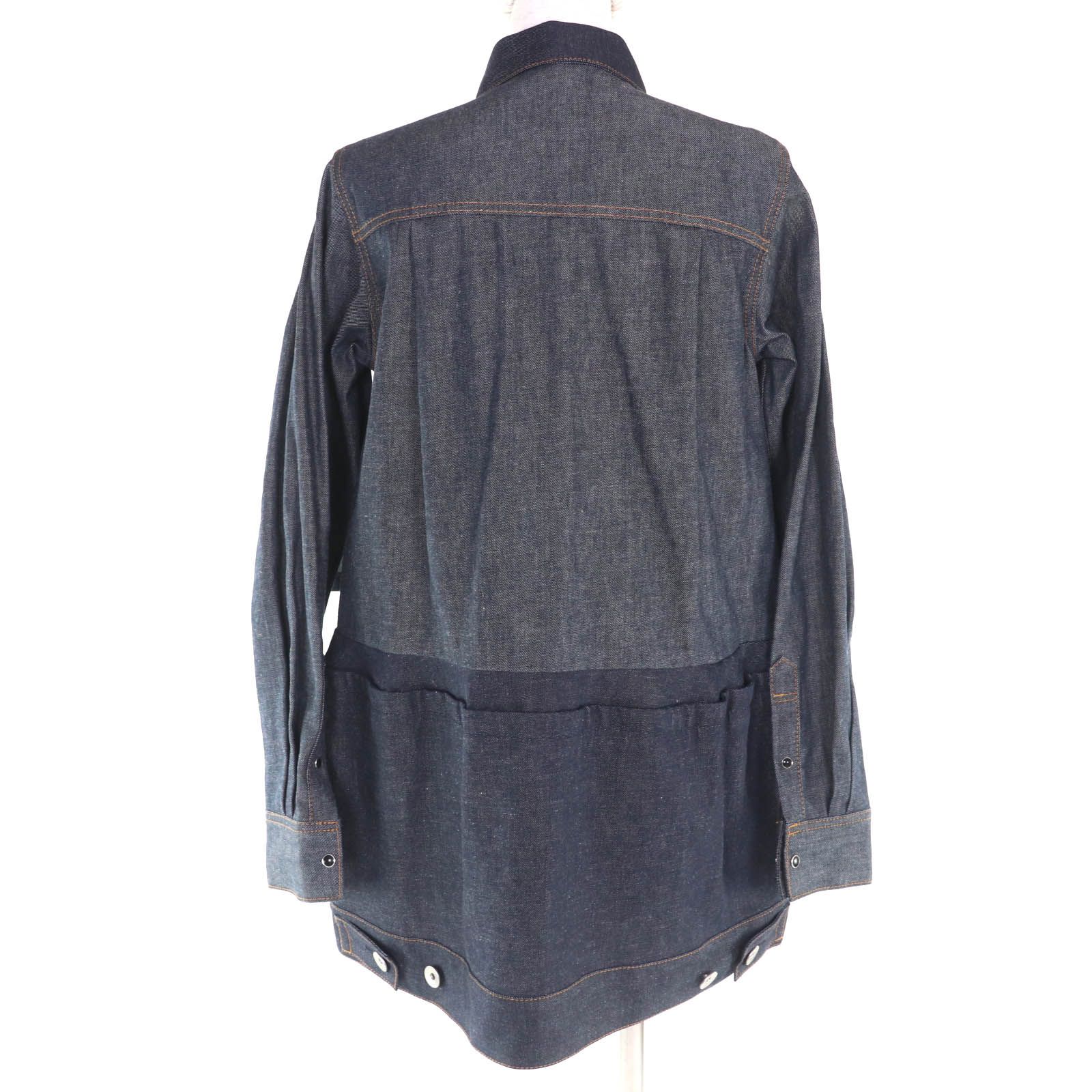 sacai前身頃コットン後オーガンジーボタン付き5分袖サイズ1 sacai前身