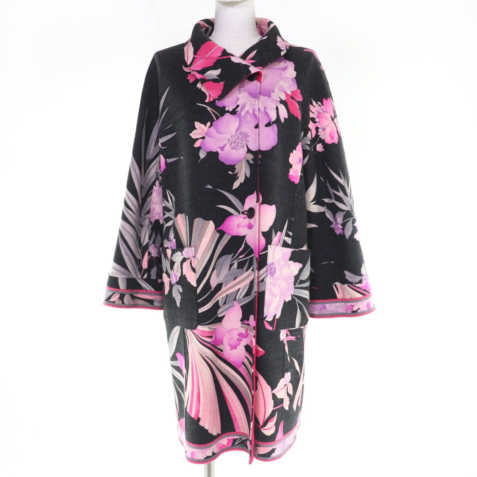 美品☆LEONARD FASHION レオナール ファッション ウール アンゴラ混 花