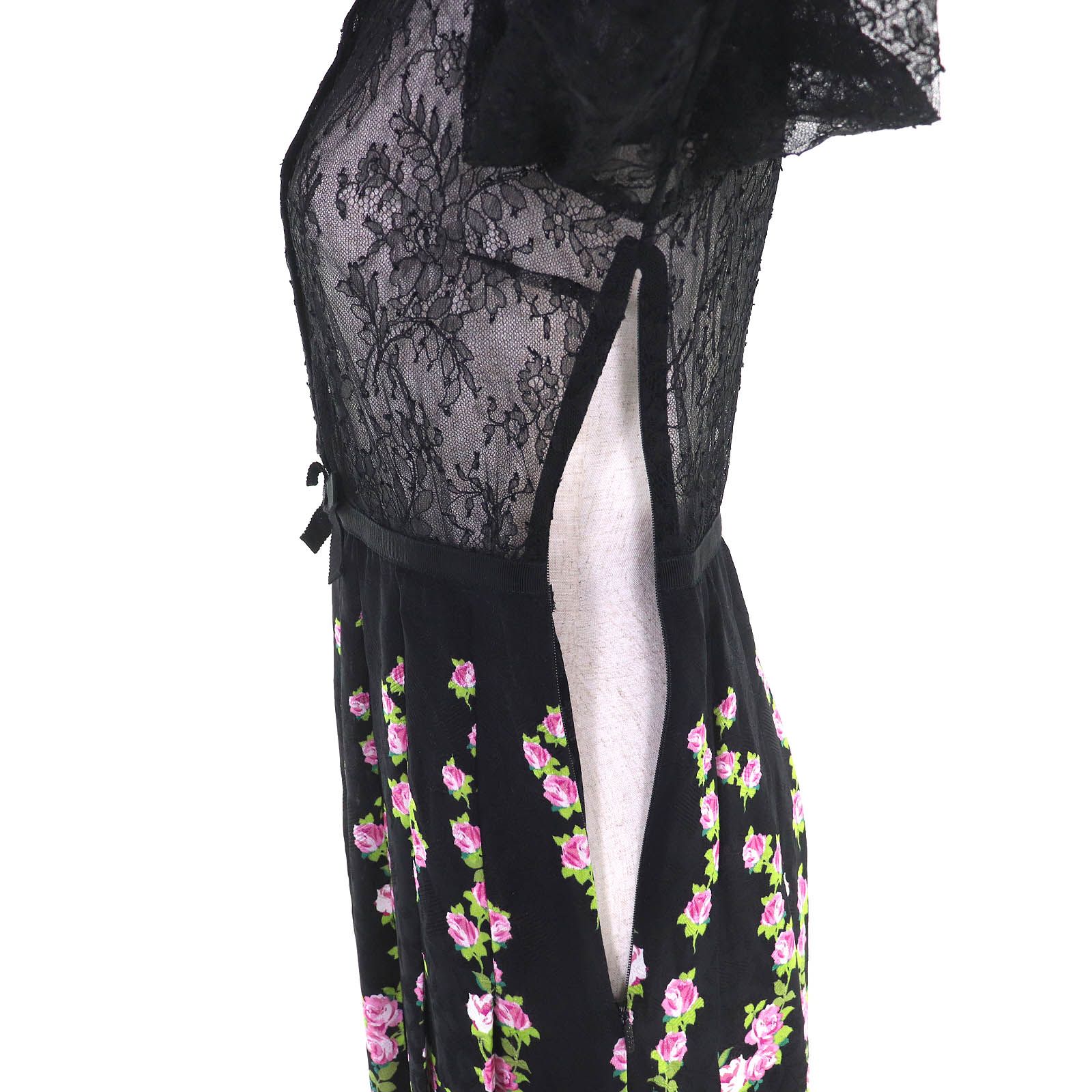 未使用品△GUCCI グッチ 493519 レーヨン シルク レース切替 花柄