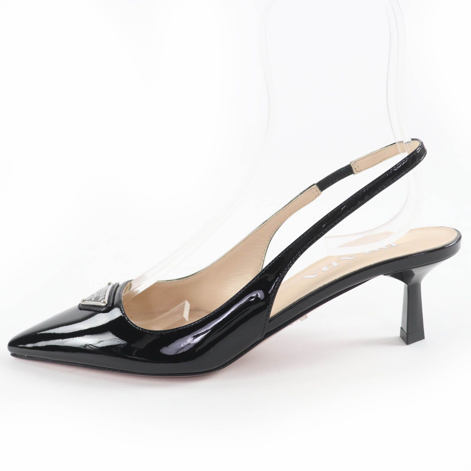 極美品☆PRADA プラダ トライアングルロゴプレート パテントレザー