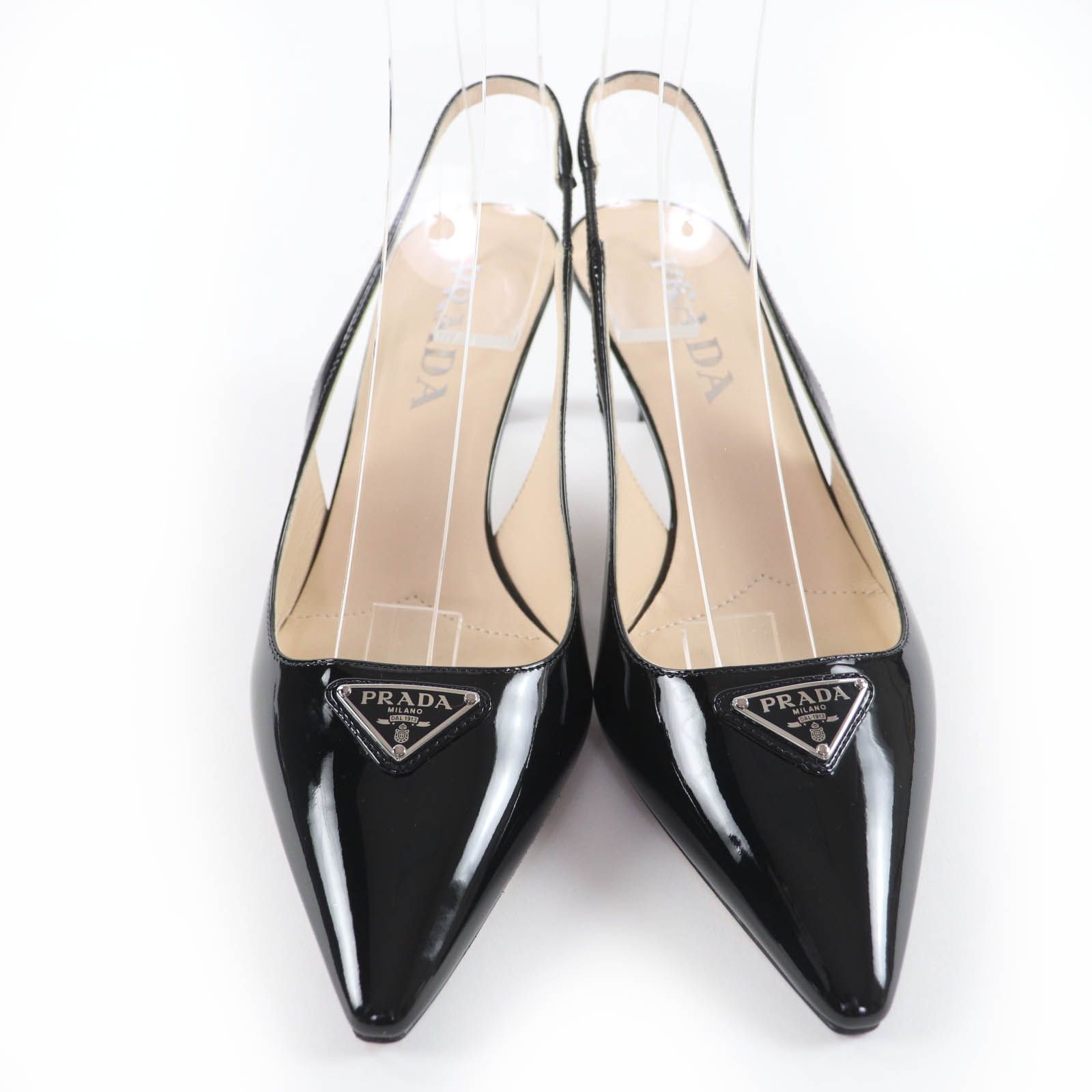 極美品☆PRADA プラダ トライアングルロゴプレート パテントレザー