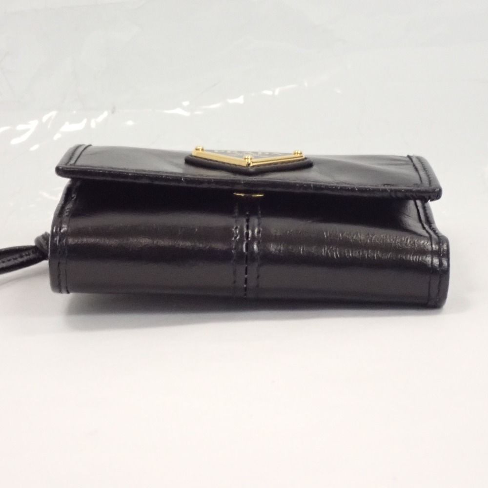 プラダ コンパクト財布 ソフトルックスレザー 財布 1MH043 ブラック×ゴールド金具 PRADA 未使用 Th1005321 未使用 Th1005321 プラダ コンパクト財布 ソフトルックスレザー 財布 1MH043