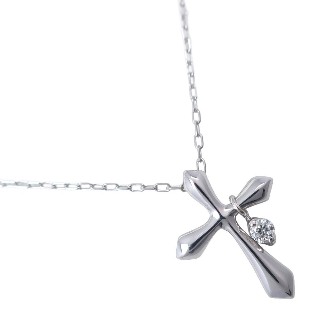 クロス 1P K10ホワイトゴールド×ダイヤモンド 0.03 レディース 1.1g