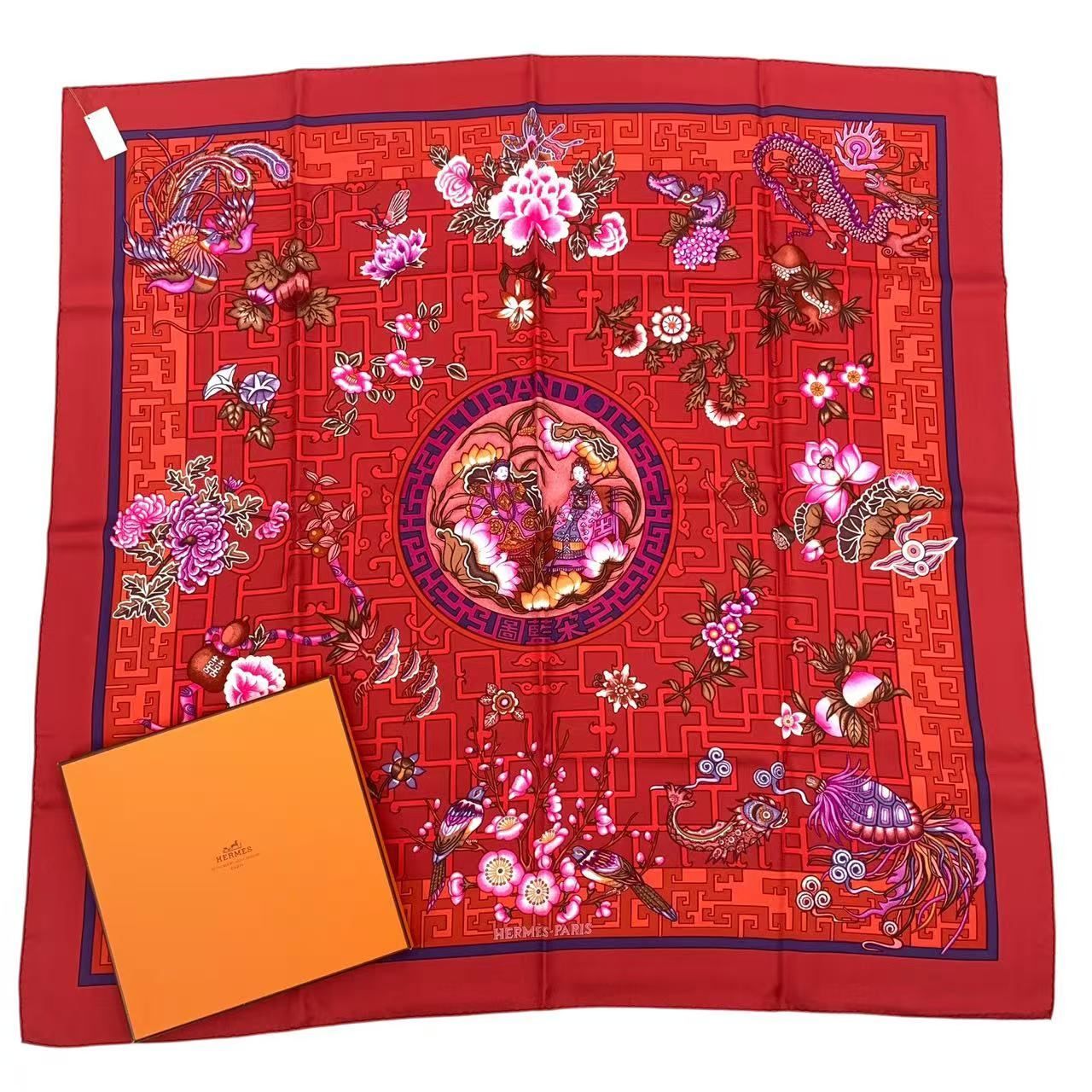 未使用品 HERMES エルメス カレ90 シルク スカーフ TURANDOT 