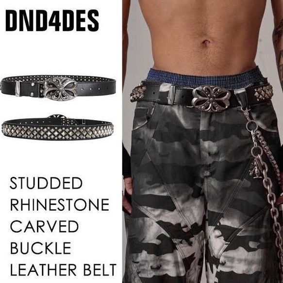 DND4DES スタッズレザーベルト opium y2k Y2Kファッション】【オピウム