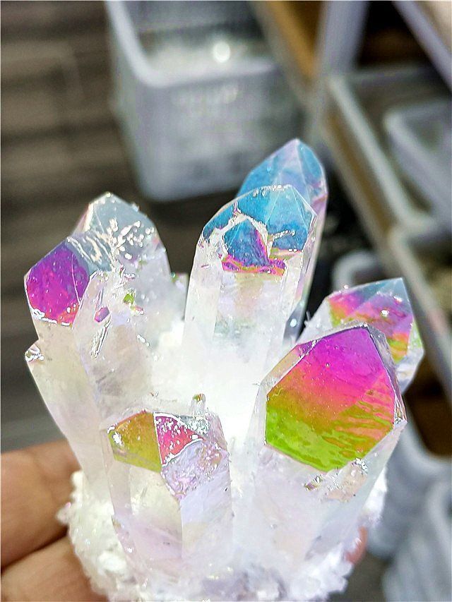 超綺麗アーカンソー産レインボーオーラクラスターB0107/E319/53C