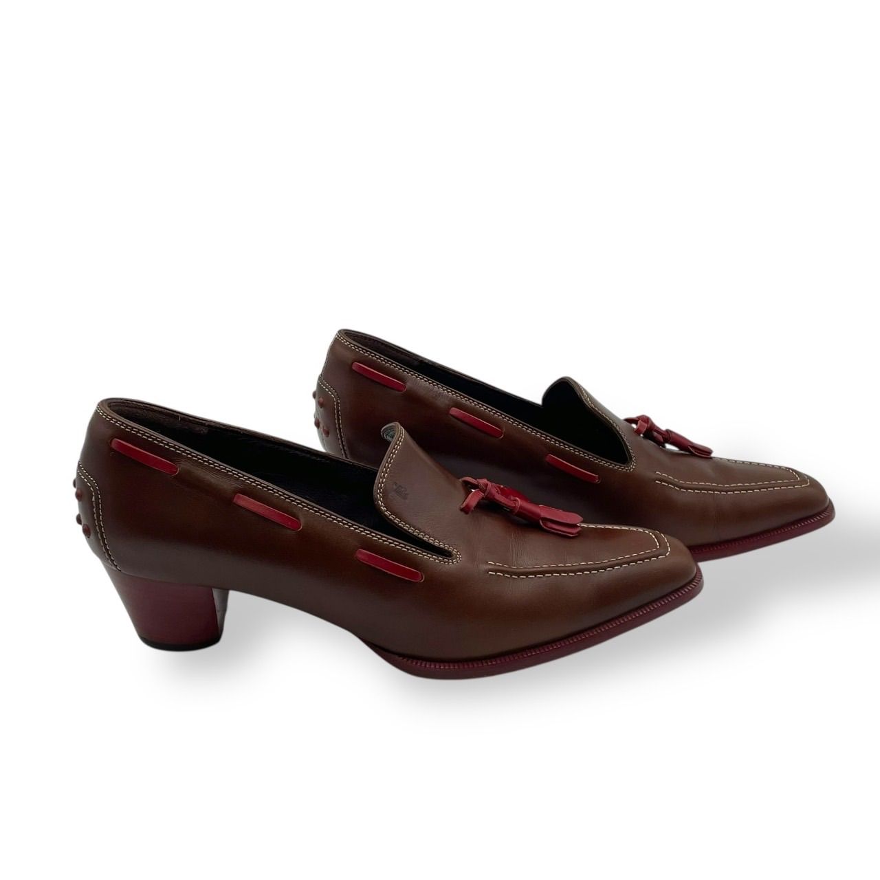 極美品 Tod's トッズ タッセルローファー チャンキーヒール レザー