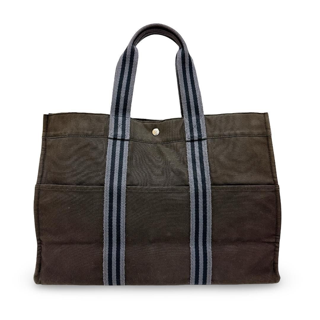 美品】HERMES フールトゥGM トートバッグ ブラック×グレー 大容量 