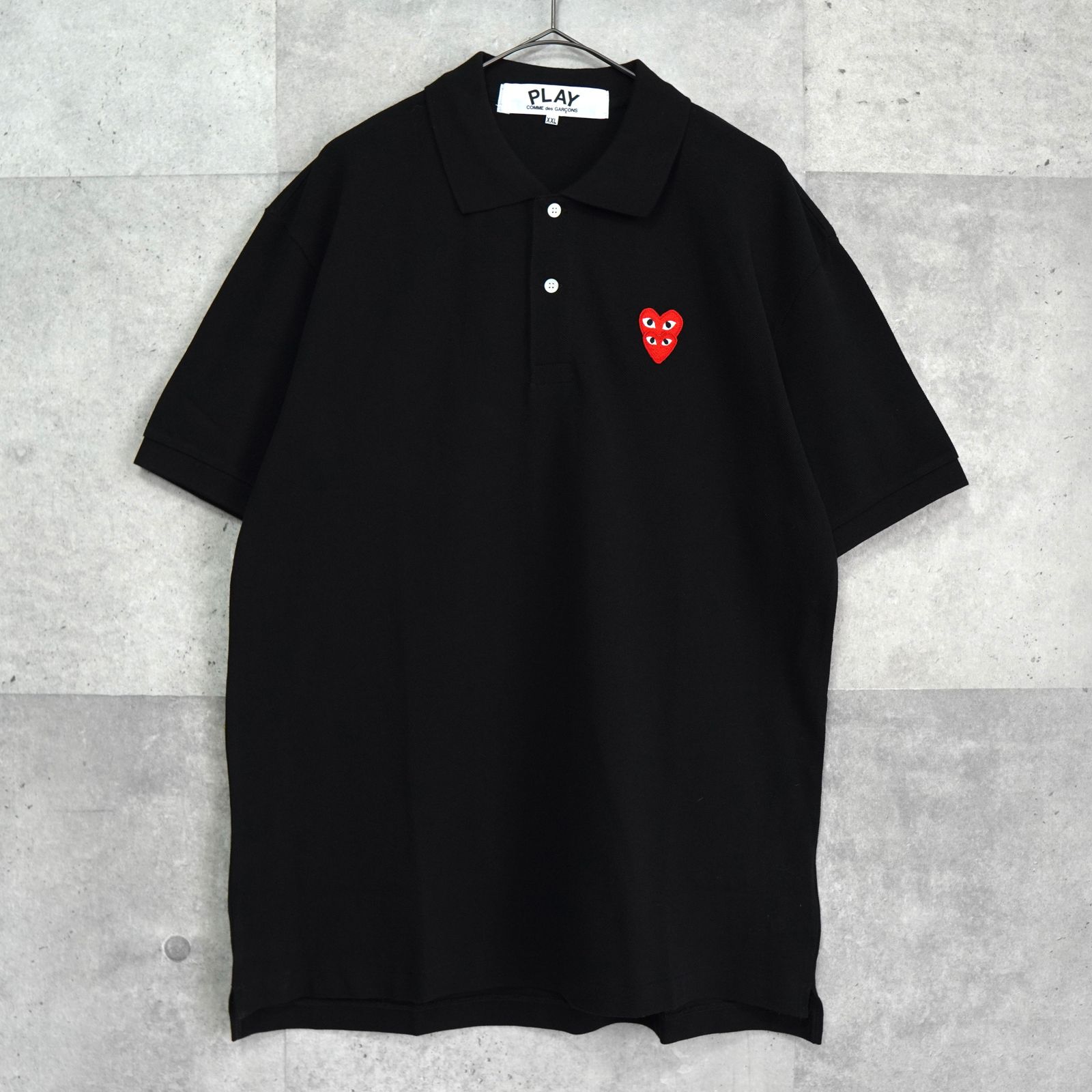 極美品 プレイコムデギャルソン　黒ハートポロシャツ　Mサイズ　日本正規店購入 極美品 プレイコムデギャルソン 黒ハートポロシャツ Mサイズ 日本正規