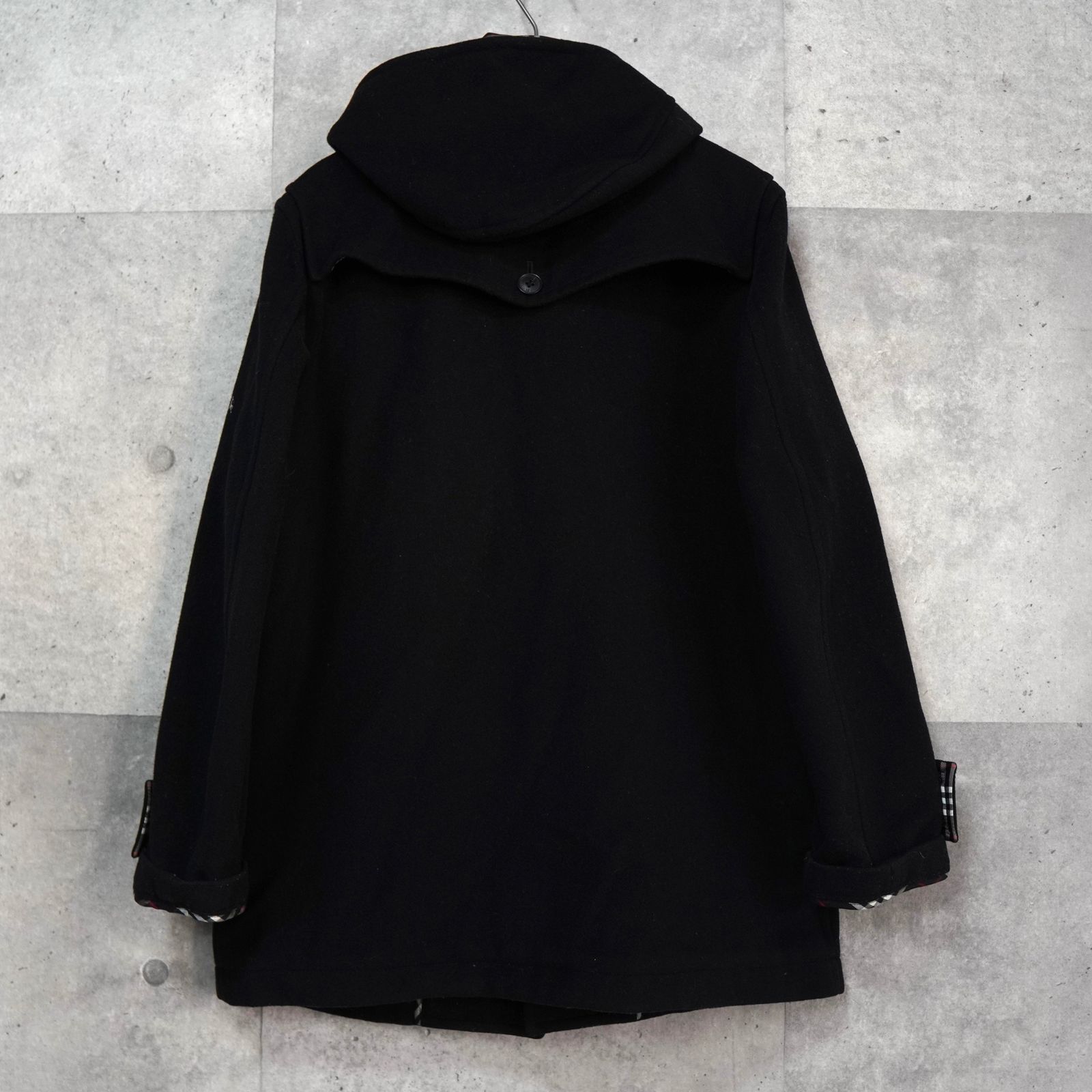 バーバリー ホースロゴ ノバチェック裏地 ダッフルコート ブラック