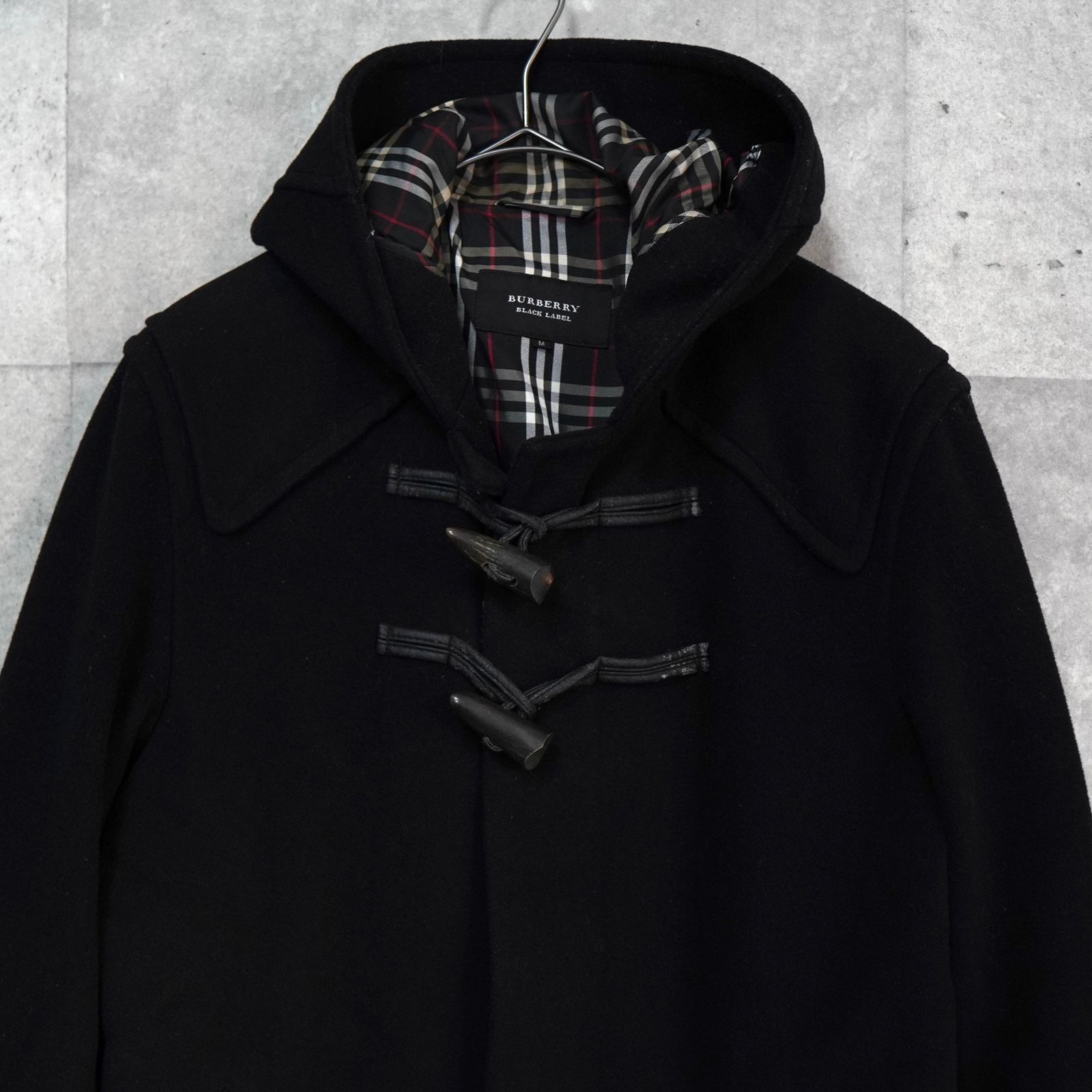 バーバリー ホースロゴ ノバチェック裏地 ダッフルコート ブラック