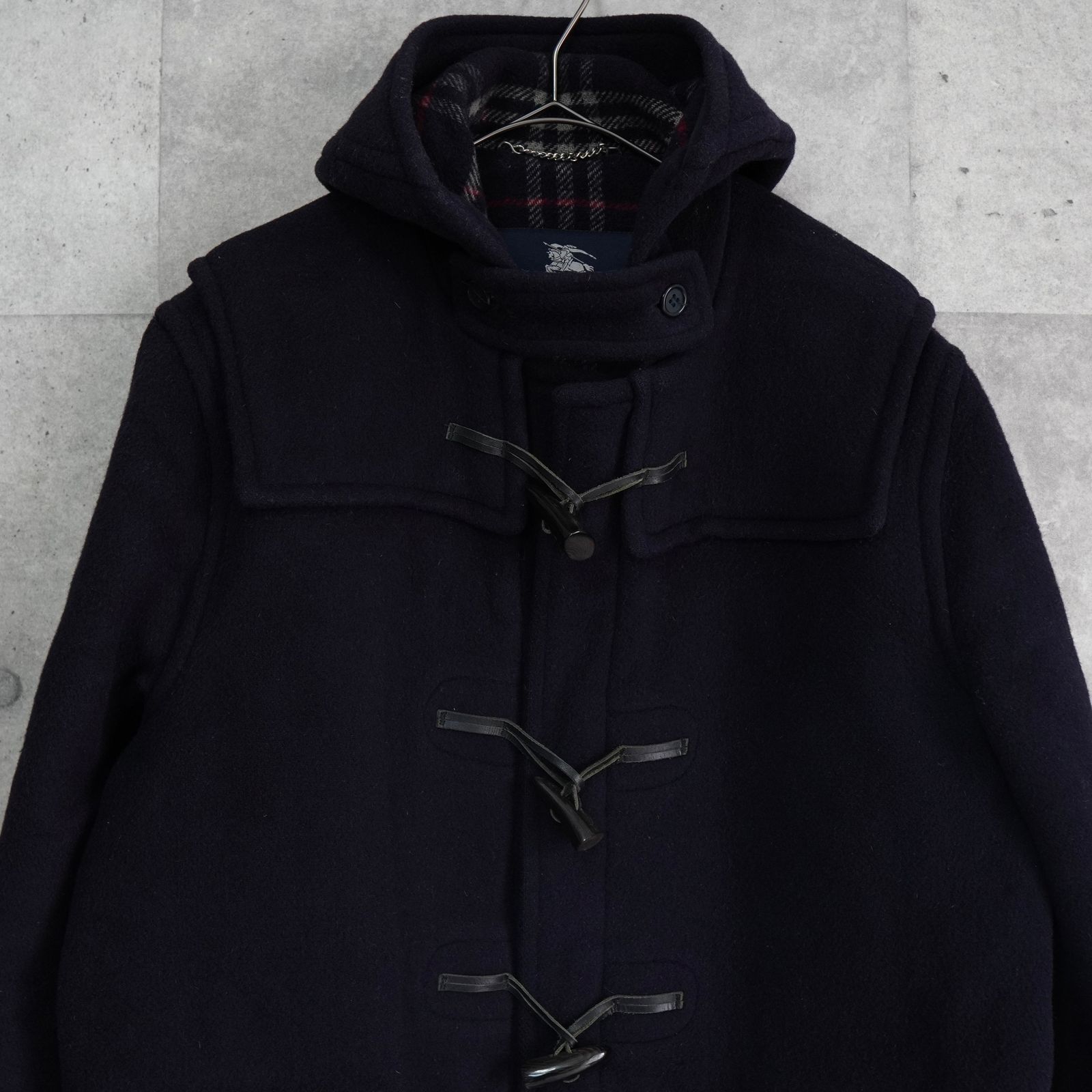 バーバリー ノバチェック裏地 ダッフルコート ネイビー - メルカリ