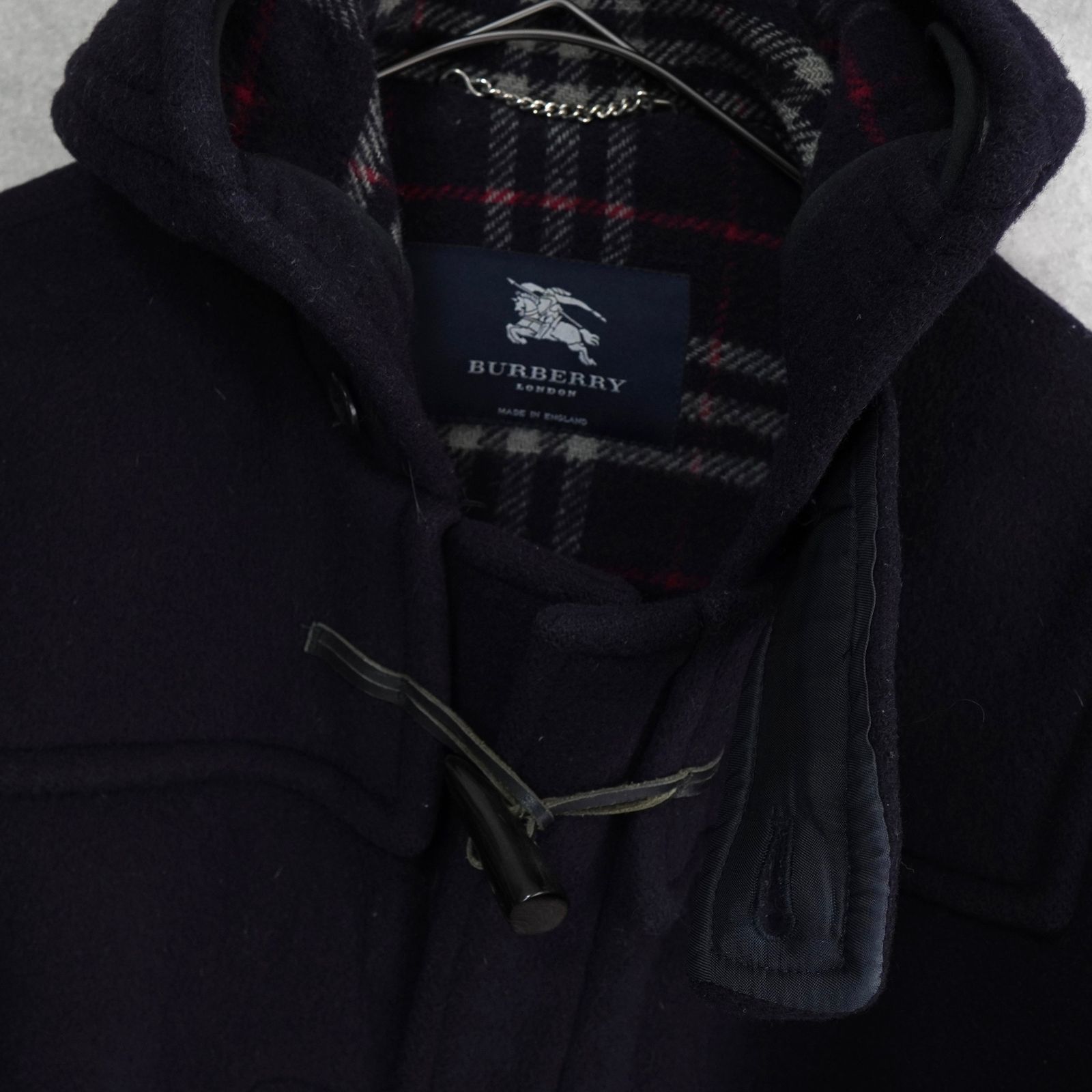 バーバリー ノバチェック裏地 ダッフルコート ネイビー - メルカリ