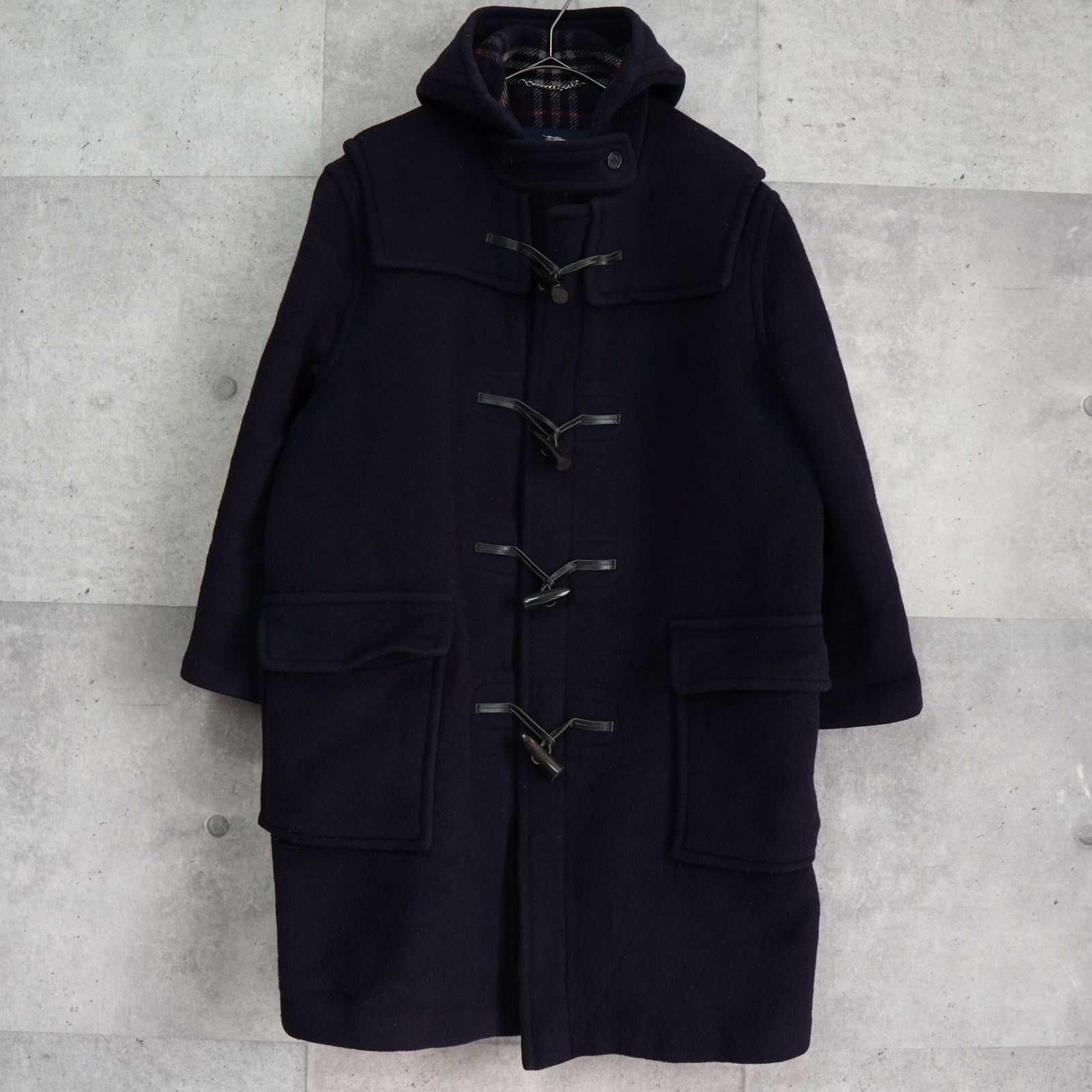 バーバリー ノバチェック裏地 ダッフルコート ネイビー - メルカリ