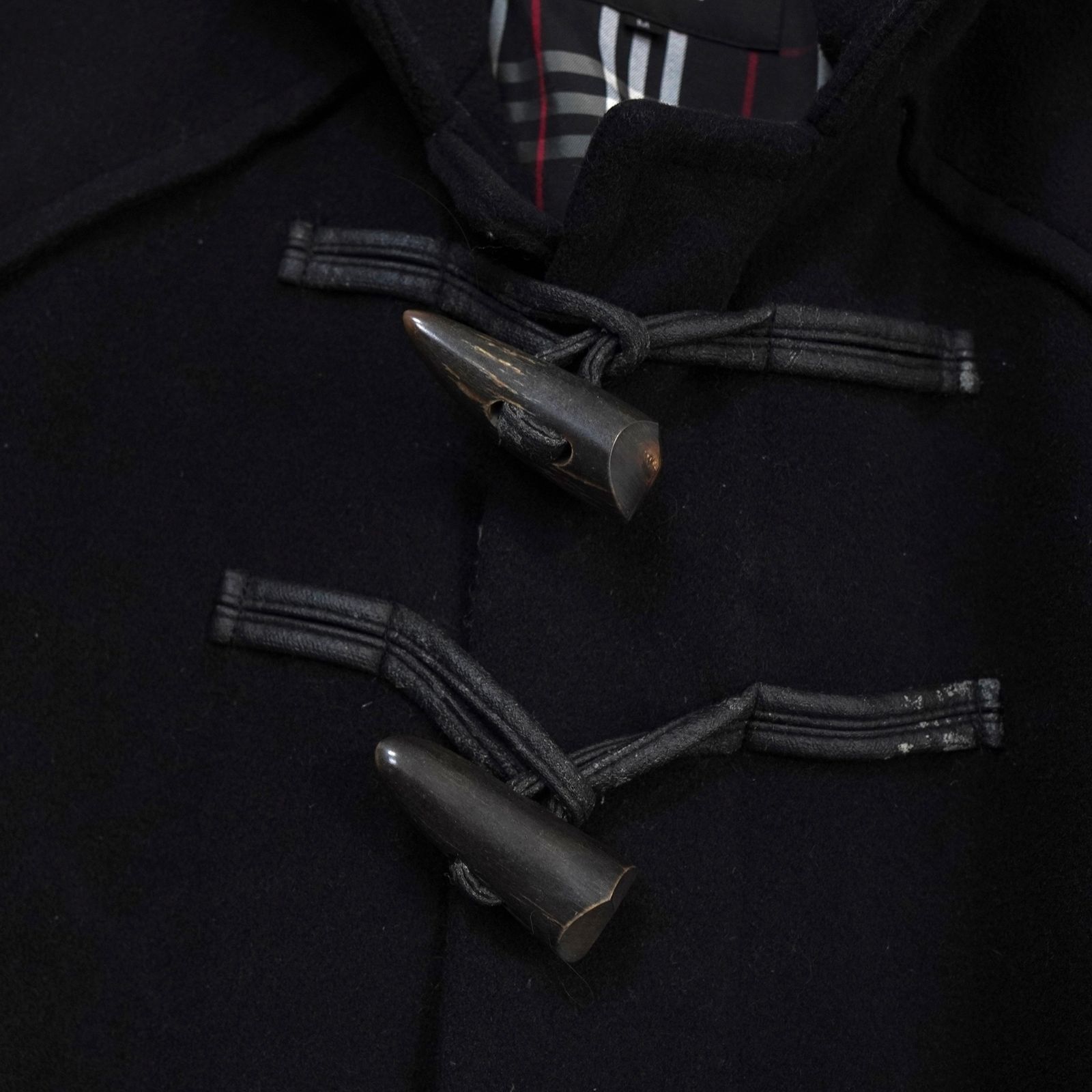 バーバリー ホースロゴ ノバチェック裏地 ダッフルコート ブラック