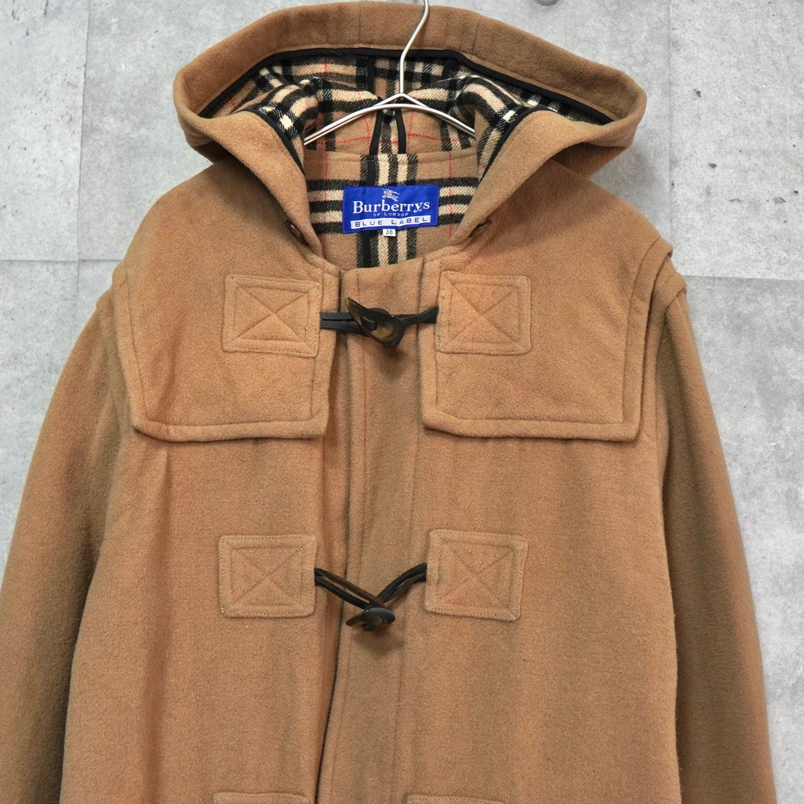 バーバリー ノバチェック裏地 ダッフルコート ベージュ レディース