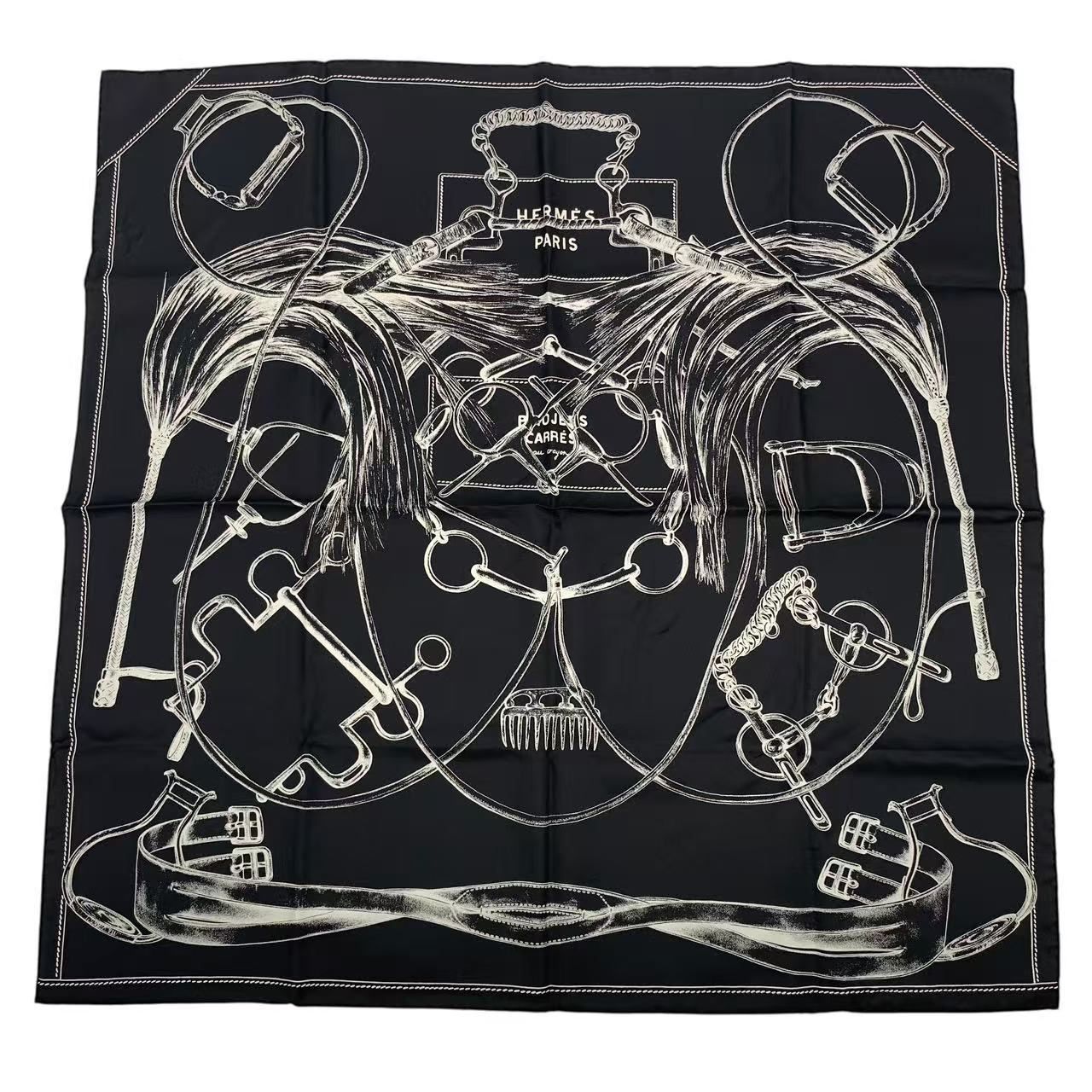 新品同様 HERMES エルメス スカーフ カレ90 シルク Projets Carres au
