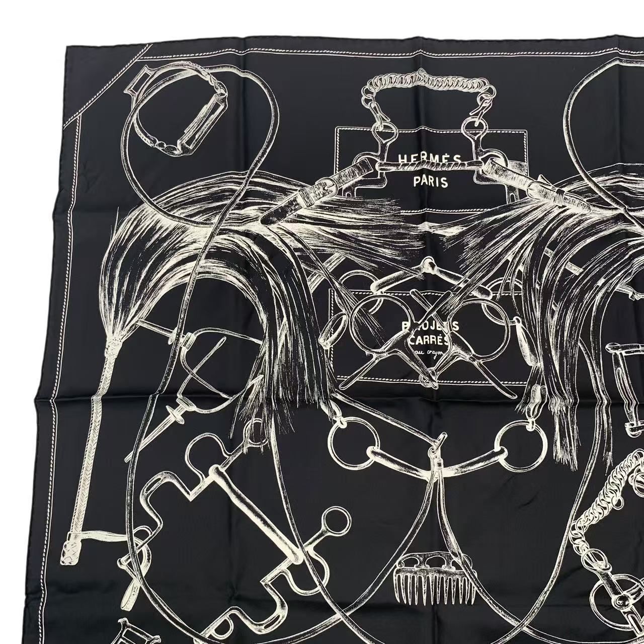 新品同様 HERMES エルメス スカーフ カレ90 シルク Projets Carres au