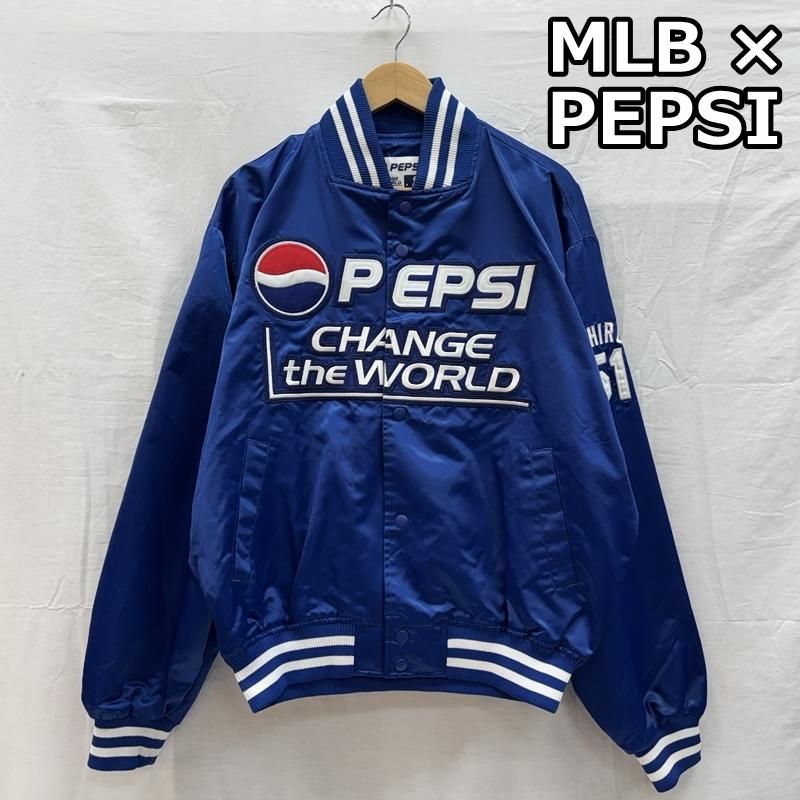 古着 MLB PEPSI 2002年 イチロー 51 ロゴ ペプシ ナイロン スタジャン