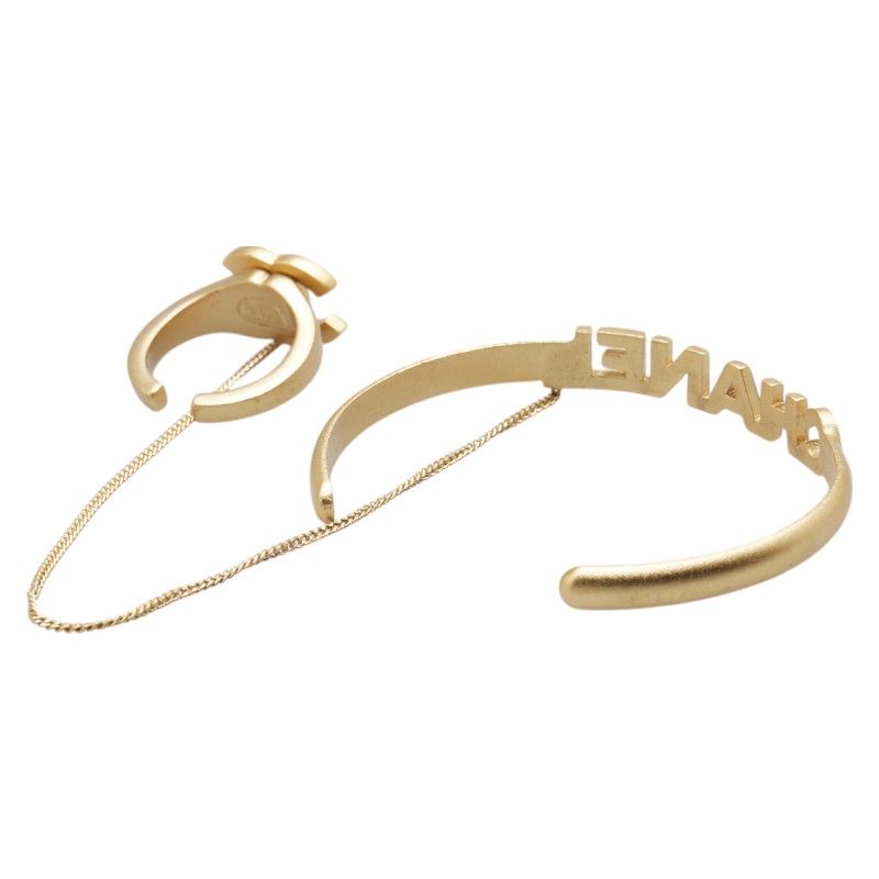 シャネル ココマーク ロゴ バングル チェーン リング ゴールド メッキ