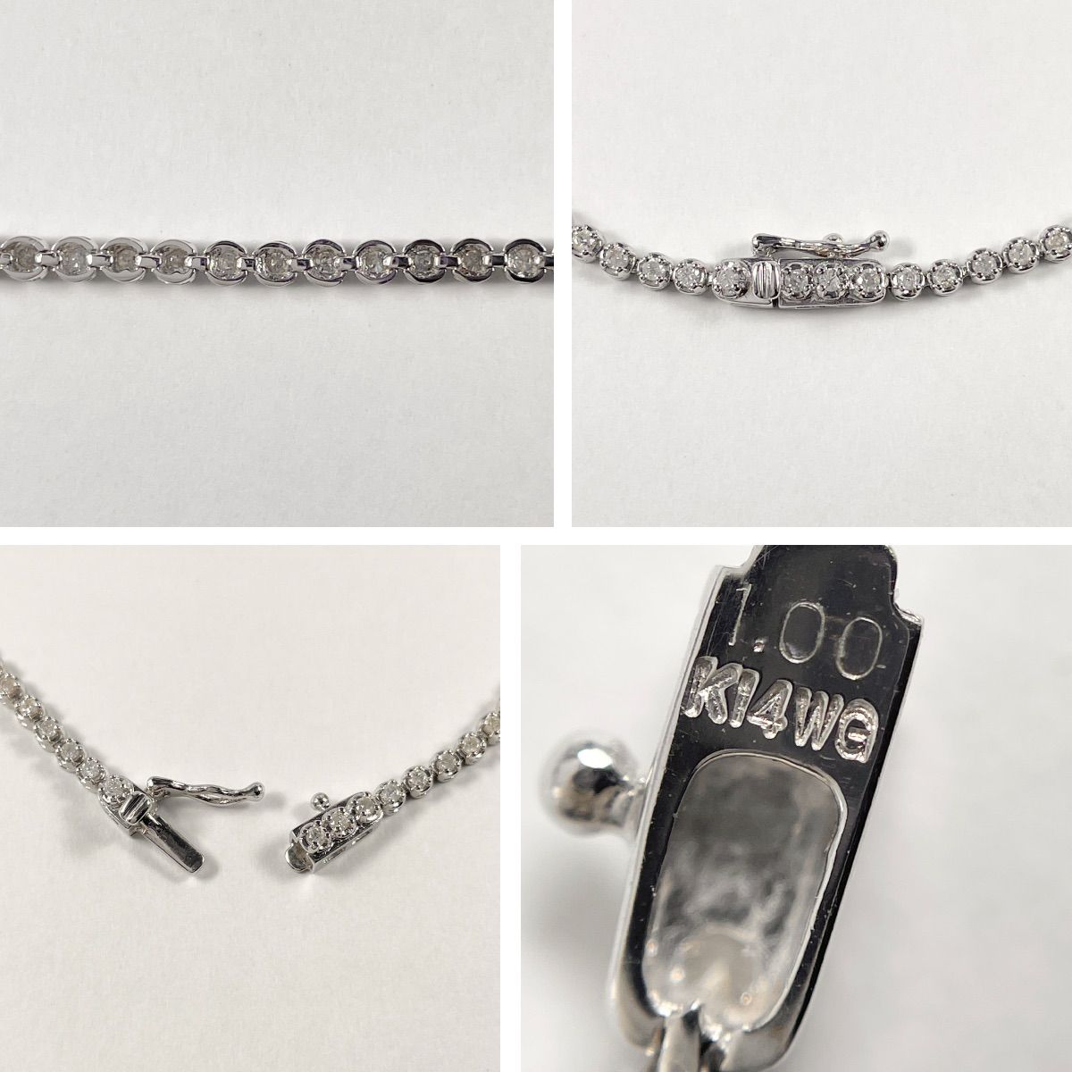 K14WG 天然ダイヤモンド 1.00ct テニスブレスレット - メルカリ