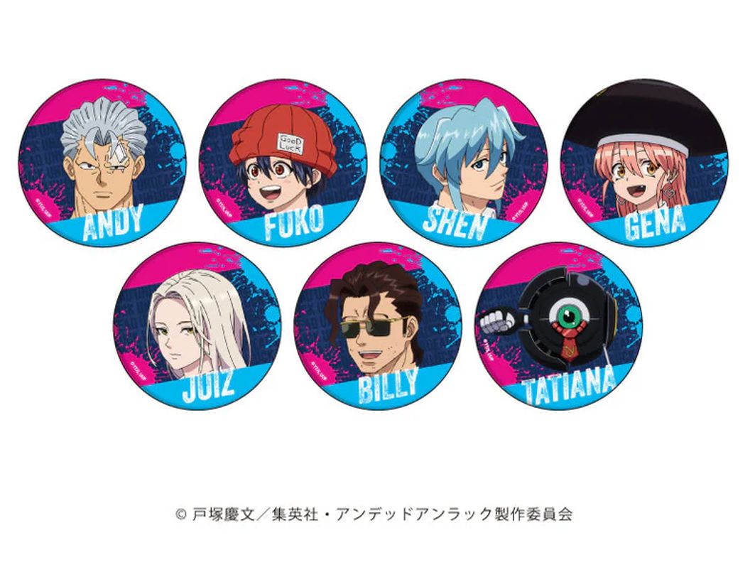 アンデッドアンラック』缶バッジ 01/公式イラスト 全7種コンプリート