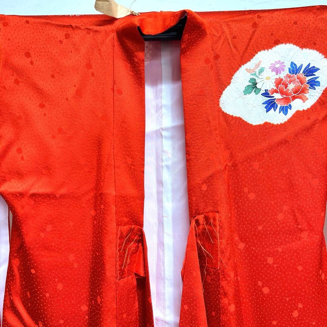 511agu21□七五三 7歳 女児 着物のみ 金彩 鞠 花 折鶴□美品 子供用着物 七五三 金彩 絞り 折り鶴 蹴鞠 牡丹 四季花模様 着物 106tz