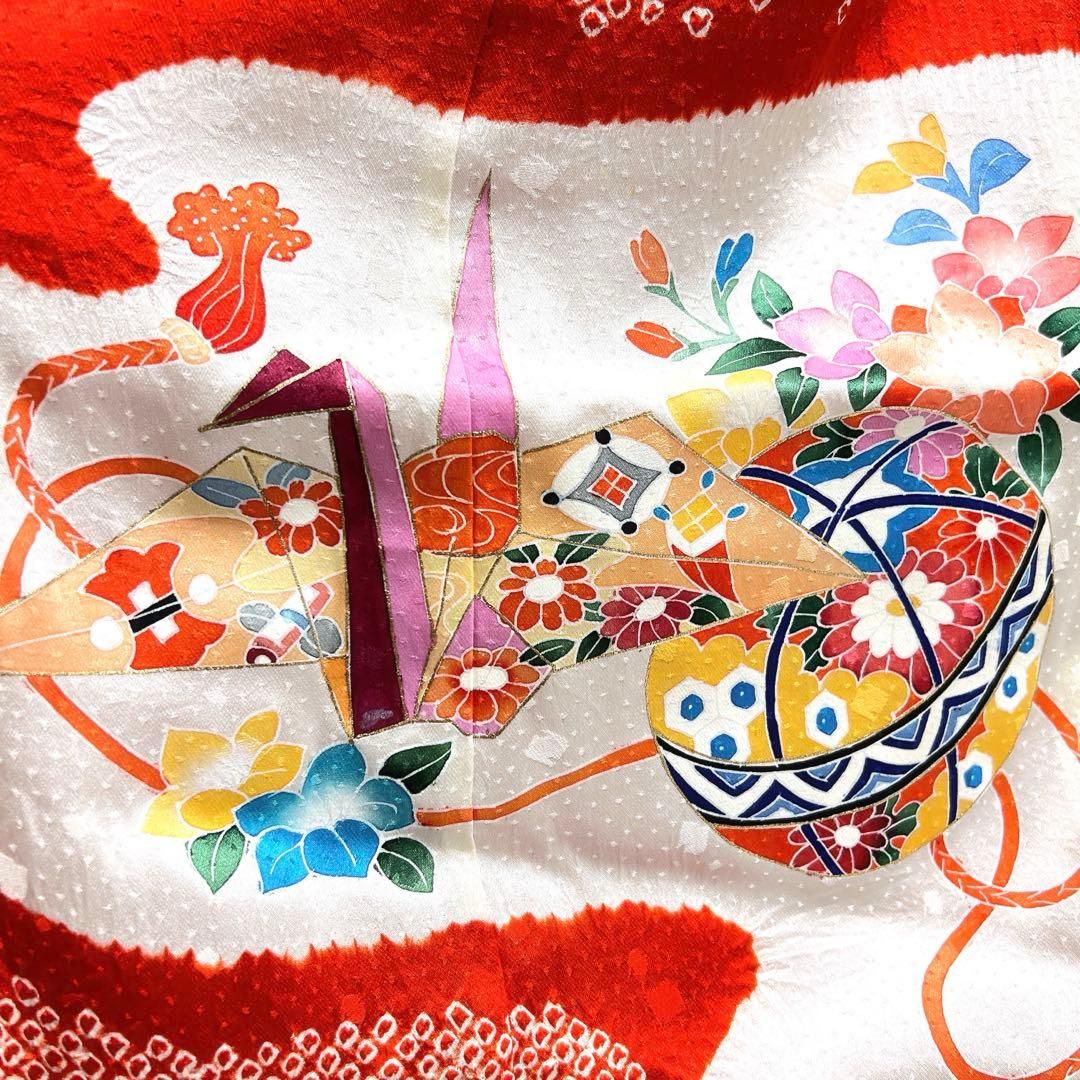 子供用着物 七五三 金彩 絞り 折り鶴 蹴鞠 牡丹 四季花模様 着物 106tz