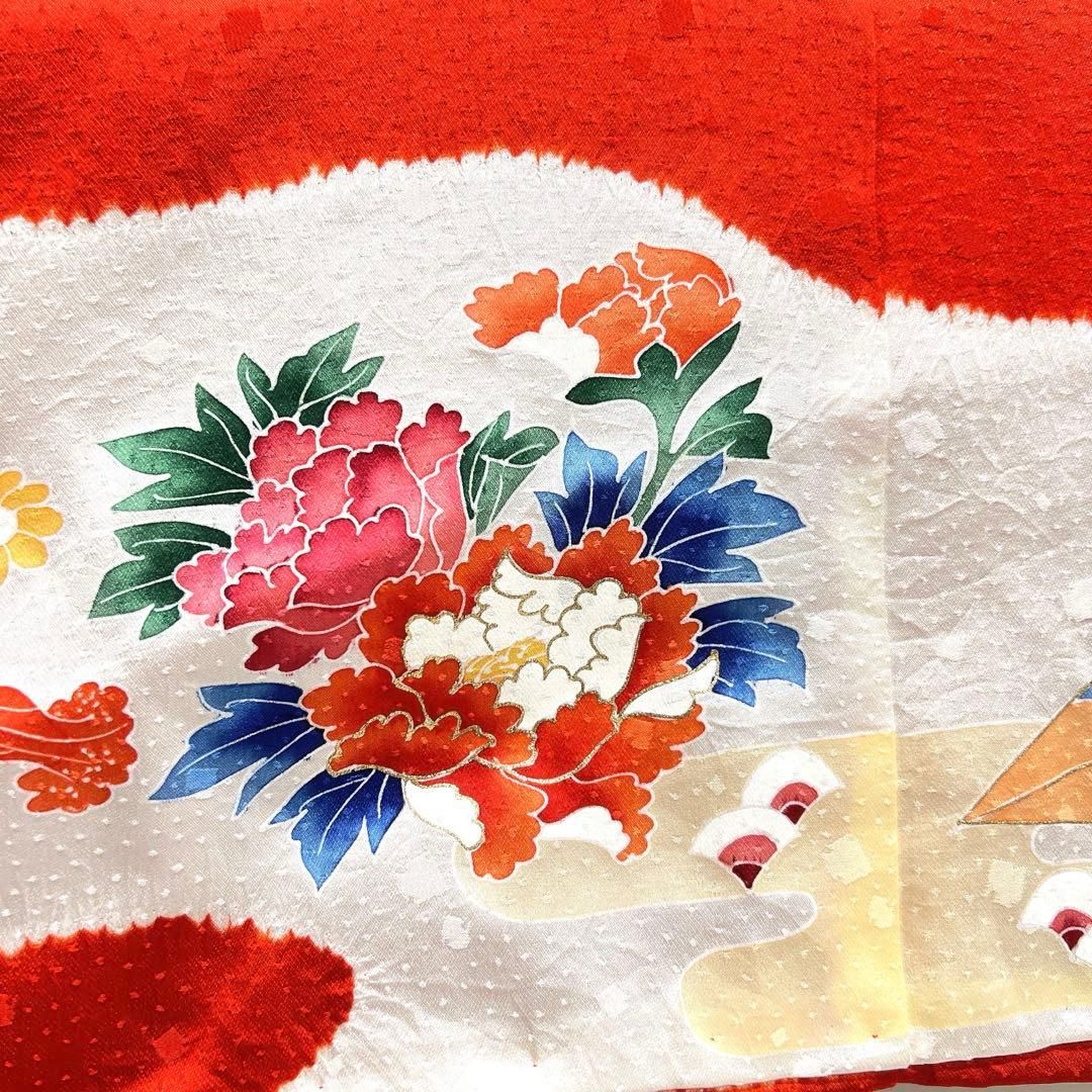 子供用着物 七五三 金彩 絞り 折り鶴 蹴鞠 牡丹 四季花模様 着物 106tz