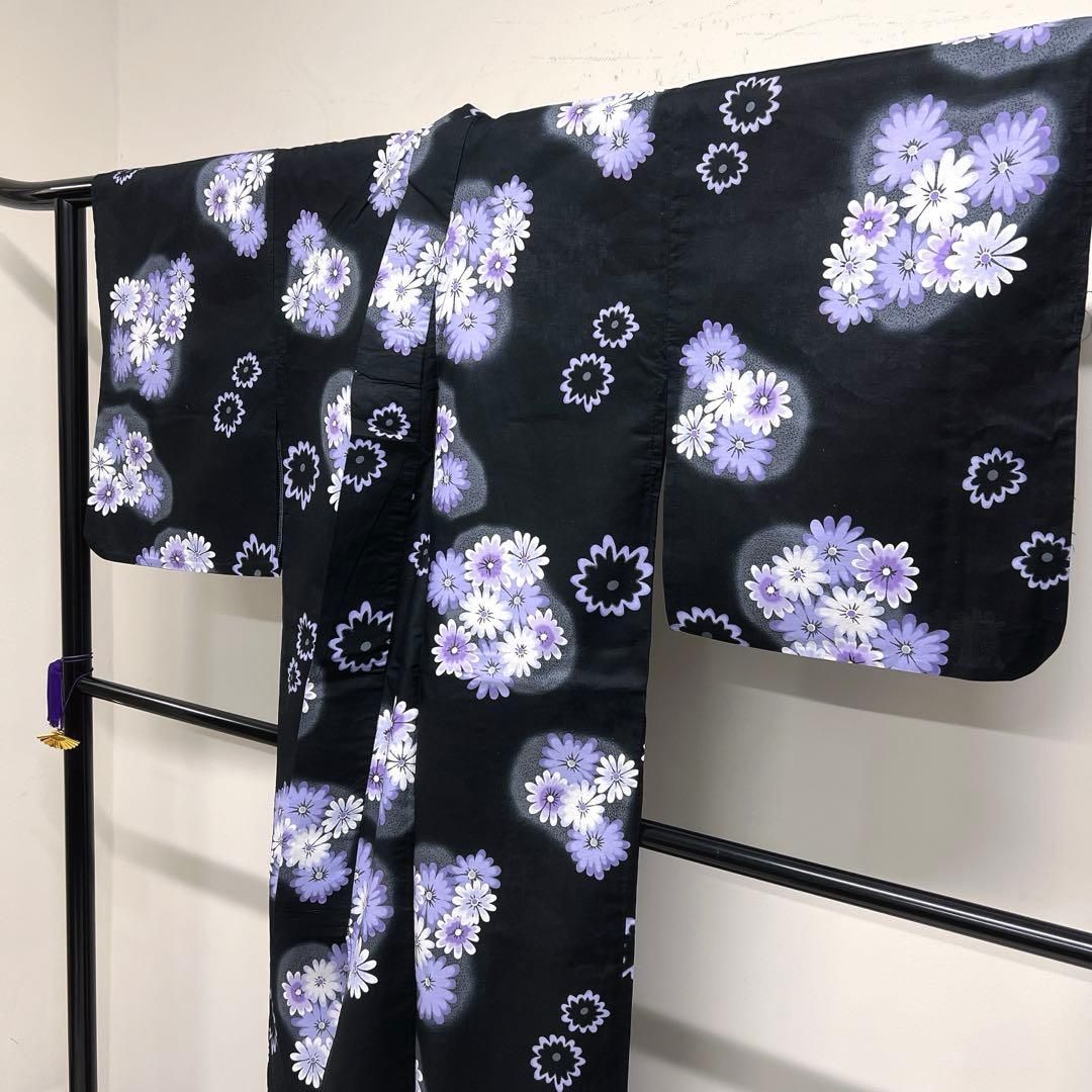 浴衣　洗える着物　黒地　菊花　花模様　着物　105tz ☆ 浴衣 洗える着物 黒地 菊花 花模様 着物 105tz ☆ 【公式通販】