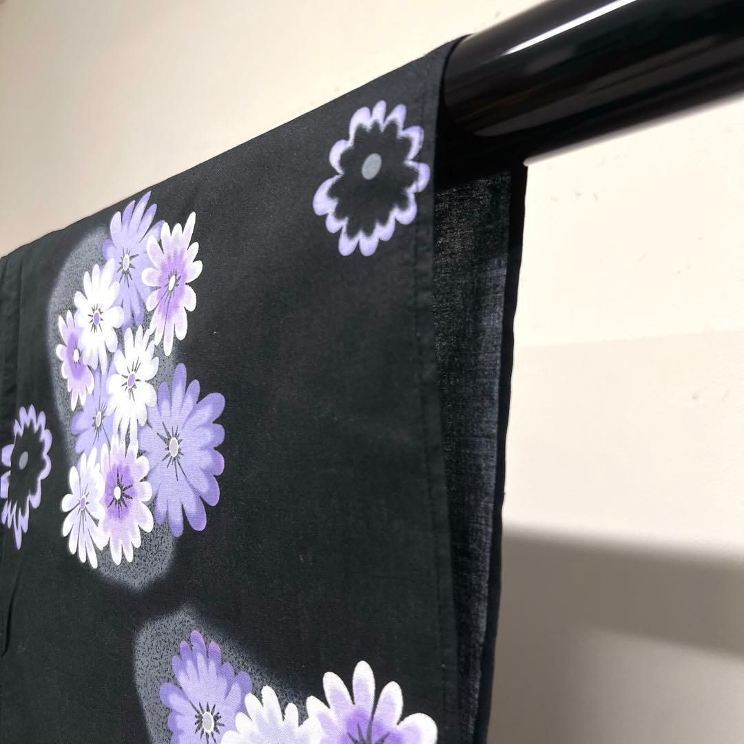 浴衣 洗える着物 黒地 菊花 花模様 着物 105tz ☆ 【公式通販】
