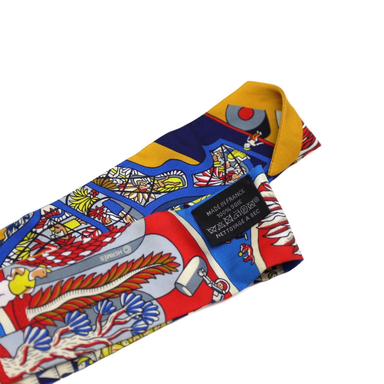 新品同様】エルメス スカーフ ツイリー 万国博覧会 ルージュ/ブルー