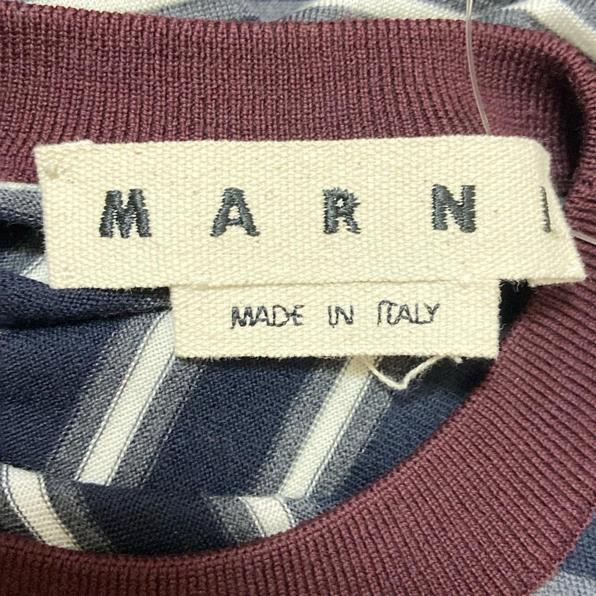 MARNI(マルニ) 長袖セーター サイズ46 S メンズ美品 - ネイビー×白 