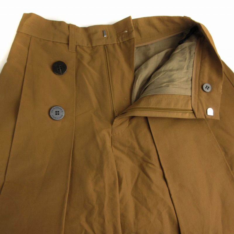 アキラナカ AKIRA NAKA ハカマワイドパンツ スカーチョ タック 1 茶