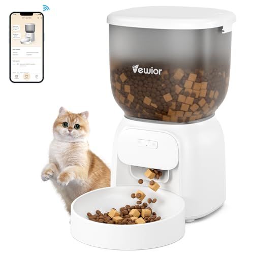 自動給餌器 wifi 10秒録音 1日20食 スマホ連携 4 L 大容量 遠隔給餌猫犬対応 自動餌やり機 VEWIOR 猫 犬 スマホ遠隔 洗える 定時定量 タイマー対応 手動可 2 WAY給電 乾燥剤 停電対策 水洗い 6242 dea 0