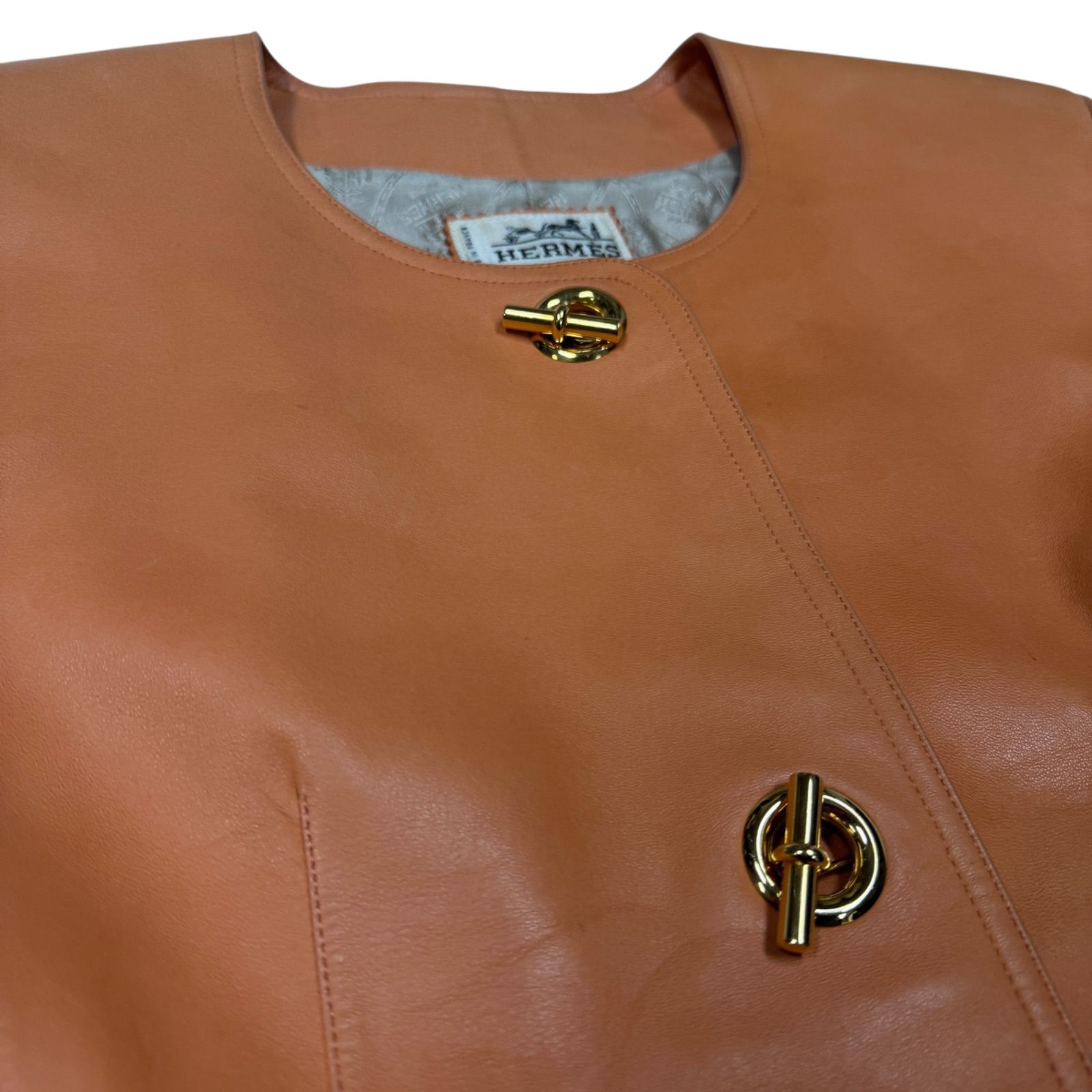 希少 HERMES エルメス シェーヌダンクル ゴールド金具 ノーカラー