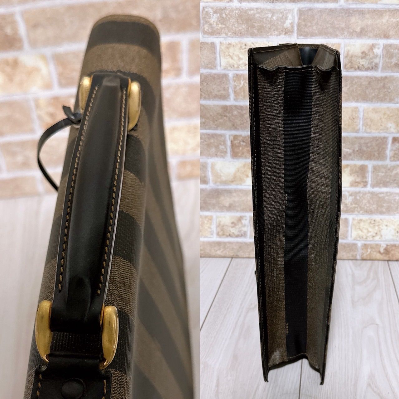美品) FENDI(フェンディ)ブリーフケース PVC ペカン柄 - メルカリ