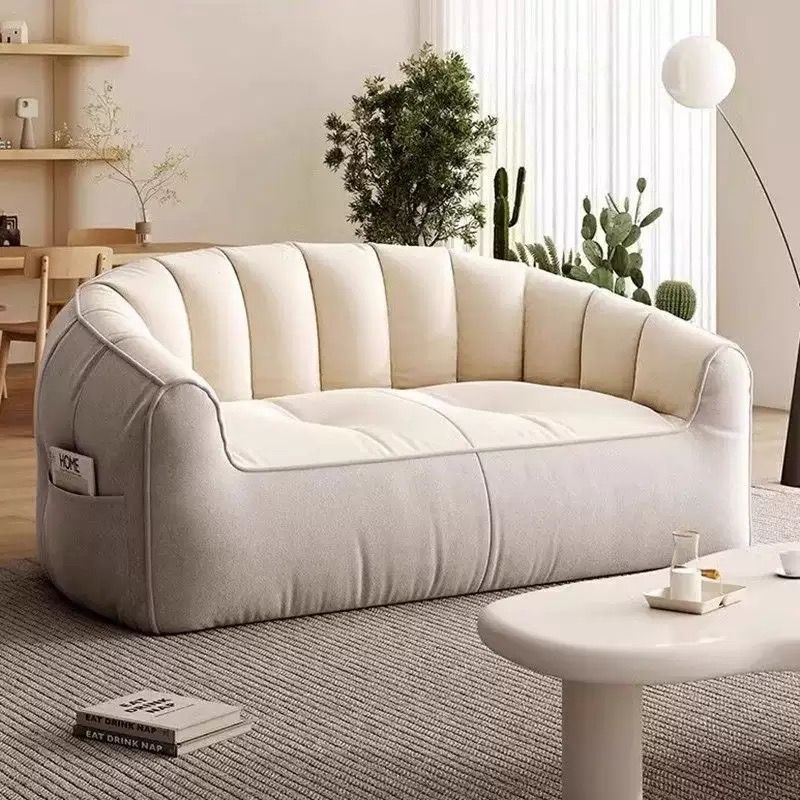 大好評 豆袋椅子 二人用ソファ風 リクライニングチェア 室内外ソファー家具 ベージュ くつろぎ ビーズクッション 省スペース 省スペース