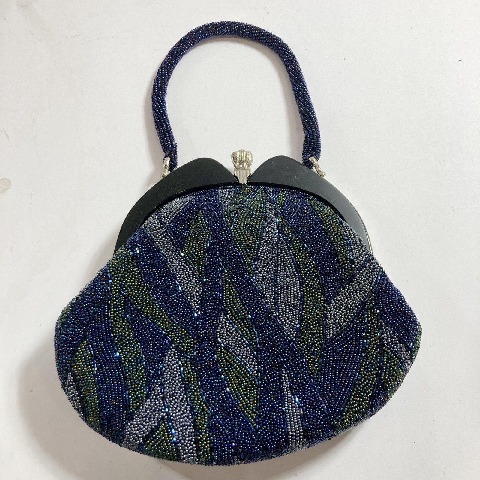 ☆ ハンドバッグ 総ビーズ ビーズバッグ がま口 和装小物 着物 和柄