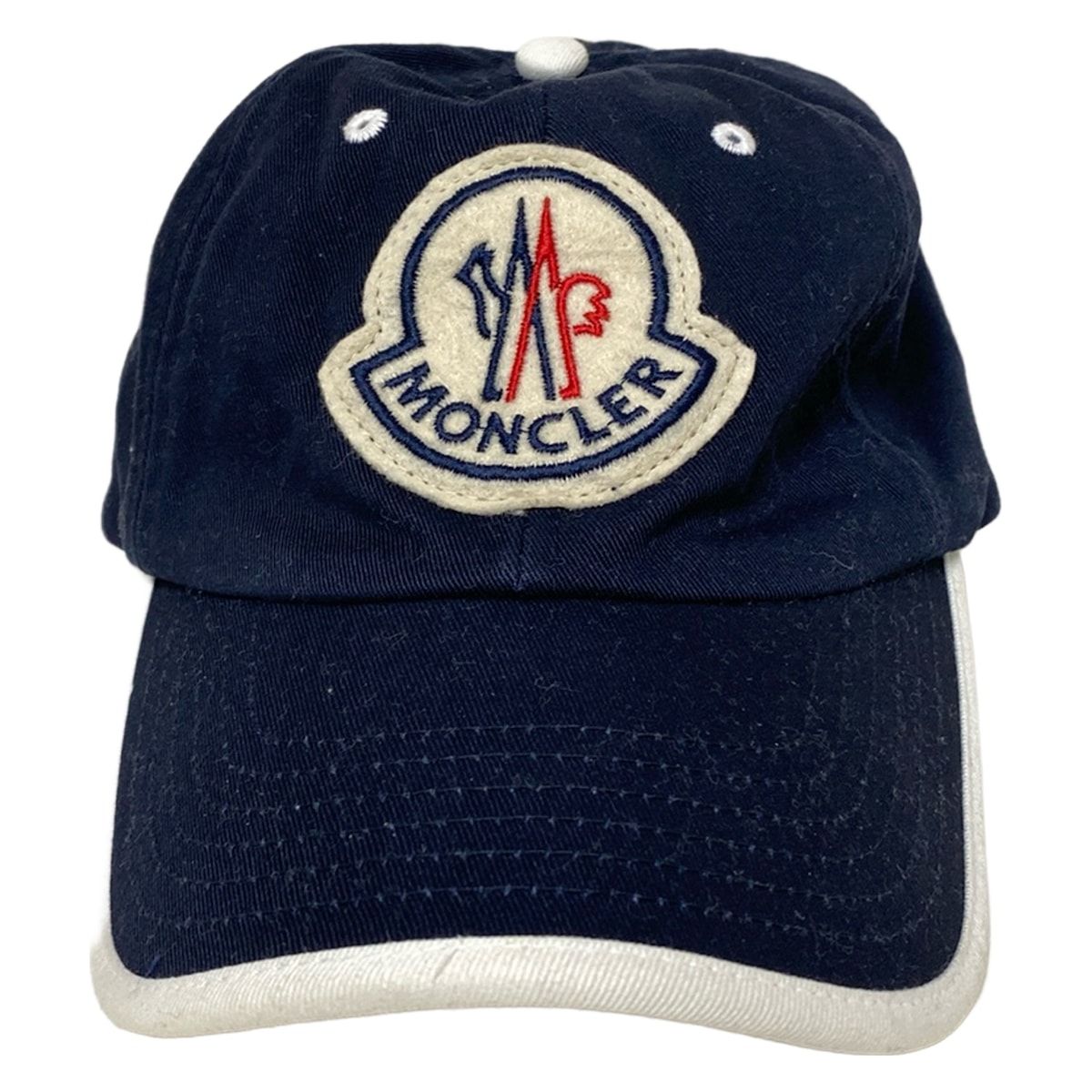 MONCLER(モンクレール) キャップ - ダークネイビー×白 コットン - メルカリ