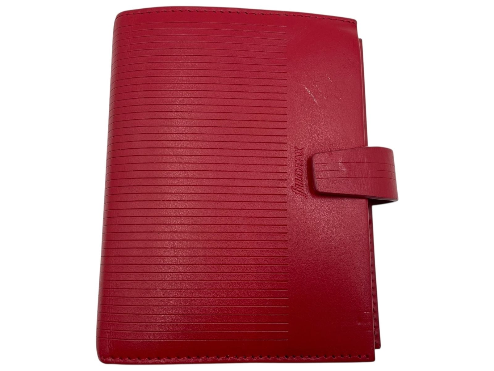 Filofax ファイロファックス ポケットサイズ システム手帳 レザー 赤 使用感あり リングサビあり