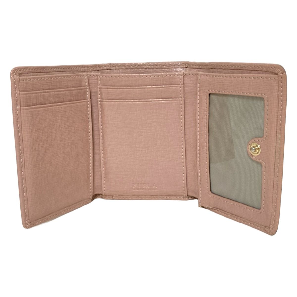 FURLA フルラ ピンクベージュ レザー 三つ折り財布 美品！FURLA フルラ ピンクベージュ レザー 三つ折り財布