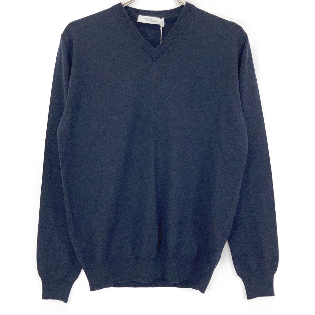 Cruciani クルチアーニ CU094.V03F6 ﾈｲﾋﾞｰ ｳｰﾙ Vﾈｯｸ ﾛﾝｸﾞｽﾘｰﾌﾞﾆｯﾄｿｰ 48