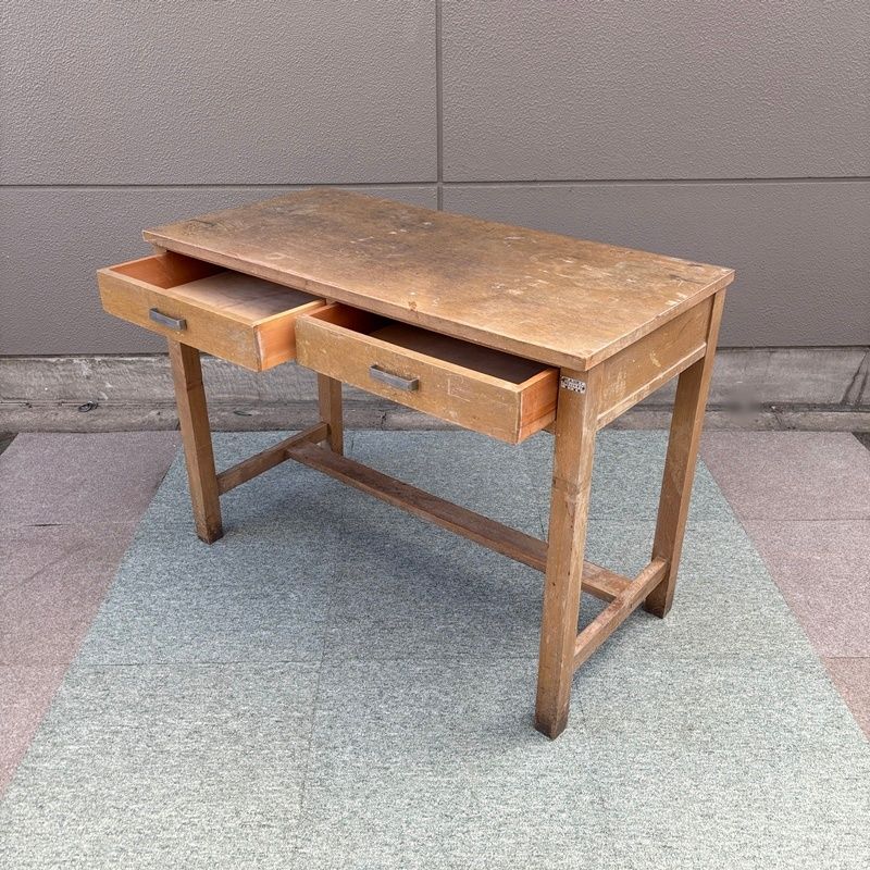 レトロ 木製デスク 机 ウッド 事務机 学習 書斎 ビンテージ