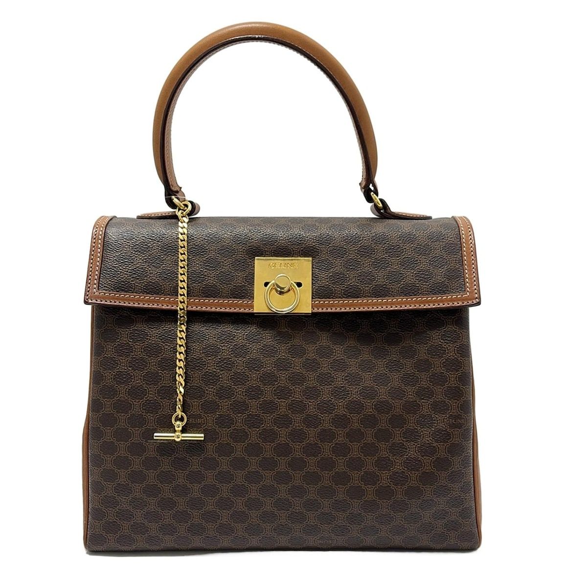 CELINE(セリーヌ) ハンドバッグ マンテル ダークブラウン×ブラウン 