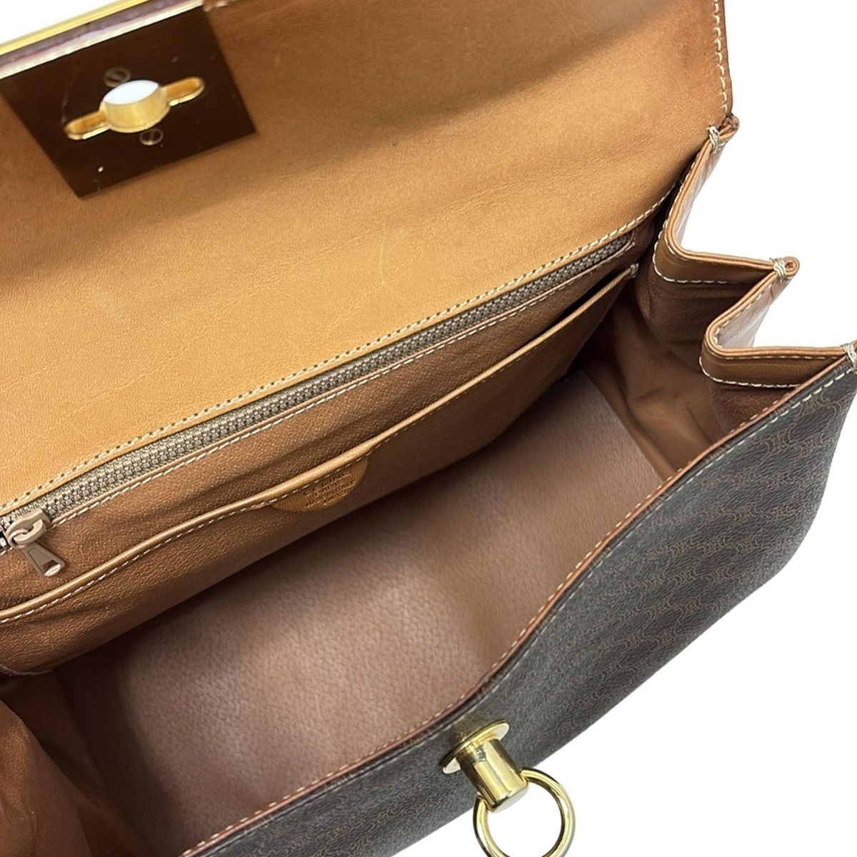 CELINE(セリーヌ) ハンドバッグ マンテル ダークブラウン×ブラウン 